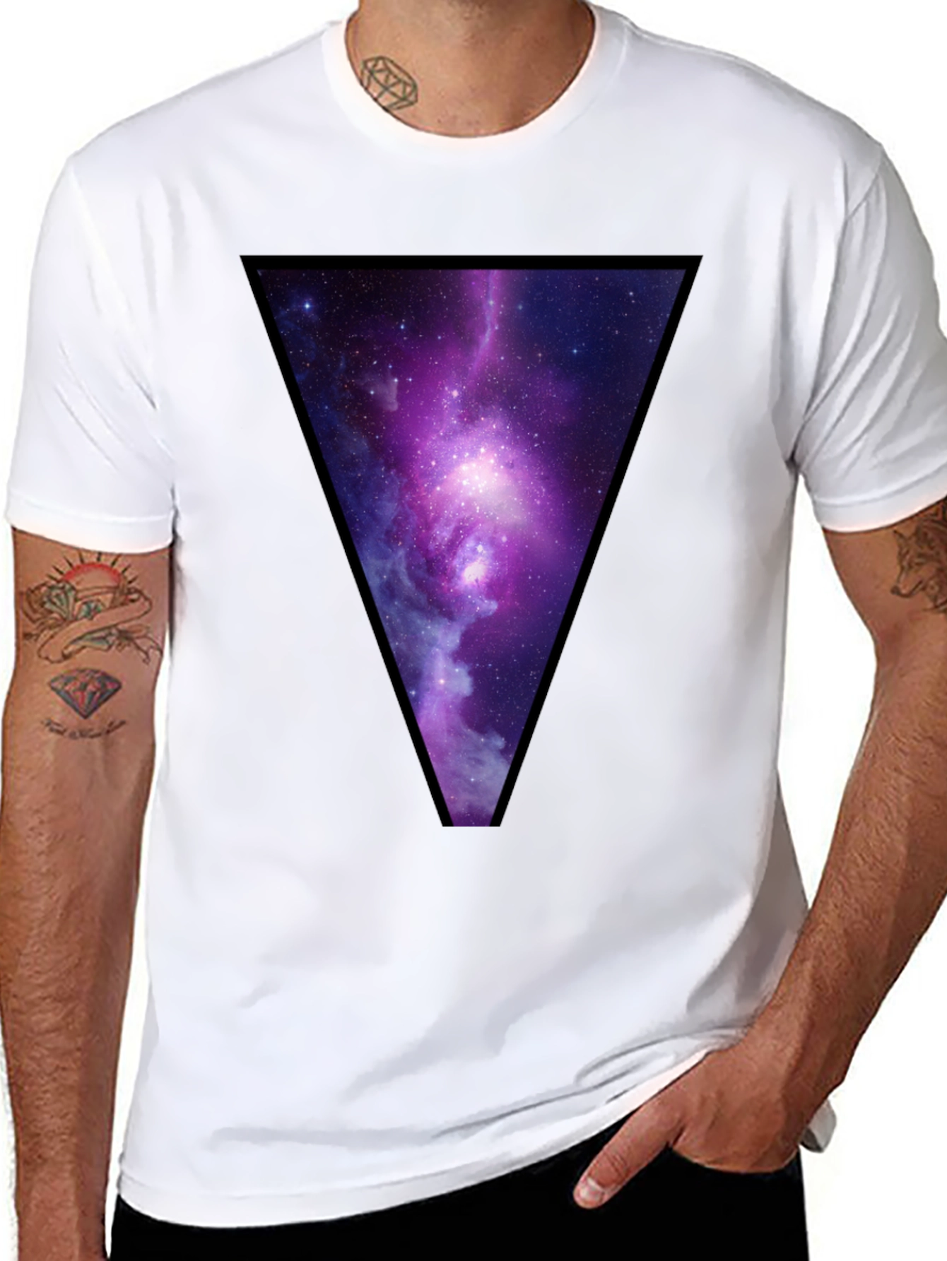 Galaxy Triangle Graphic T-Shirt - Trendy Casual Wear