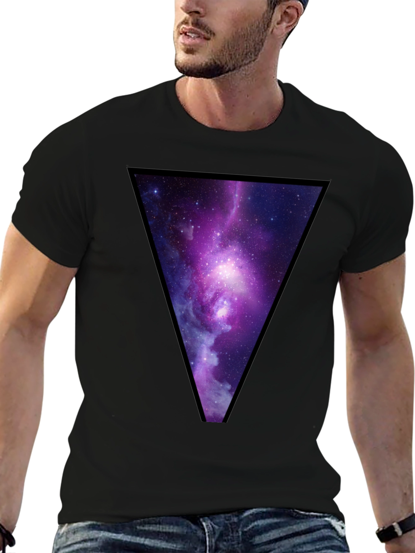 Galaxy Triangle Graphic T-Shirt - Trendy Casual Wear
