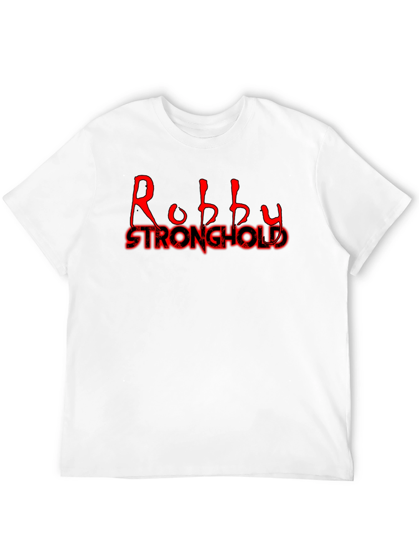 Robby Stronghold Red Text Black T-Shirt