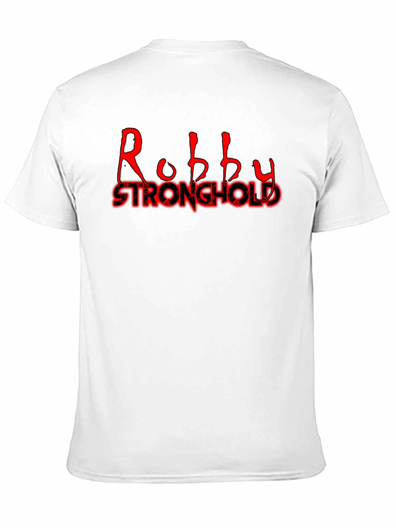 Robby Stronghold Red Text Black T-Shirt