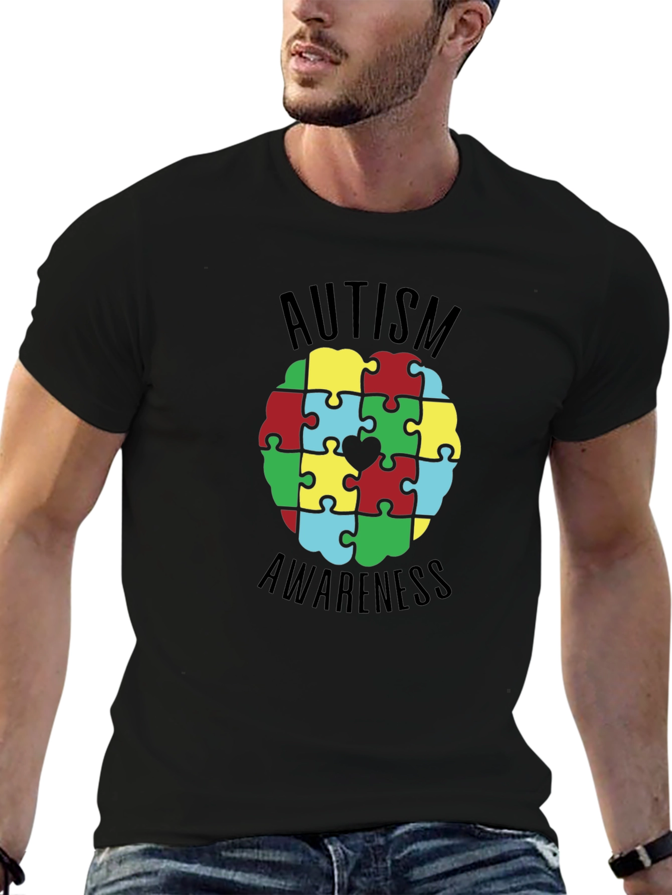 Autism Awareness Puzzle Piece Heart Graphic Tee