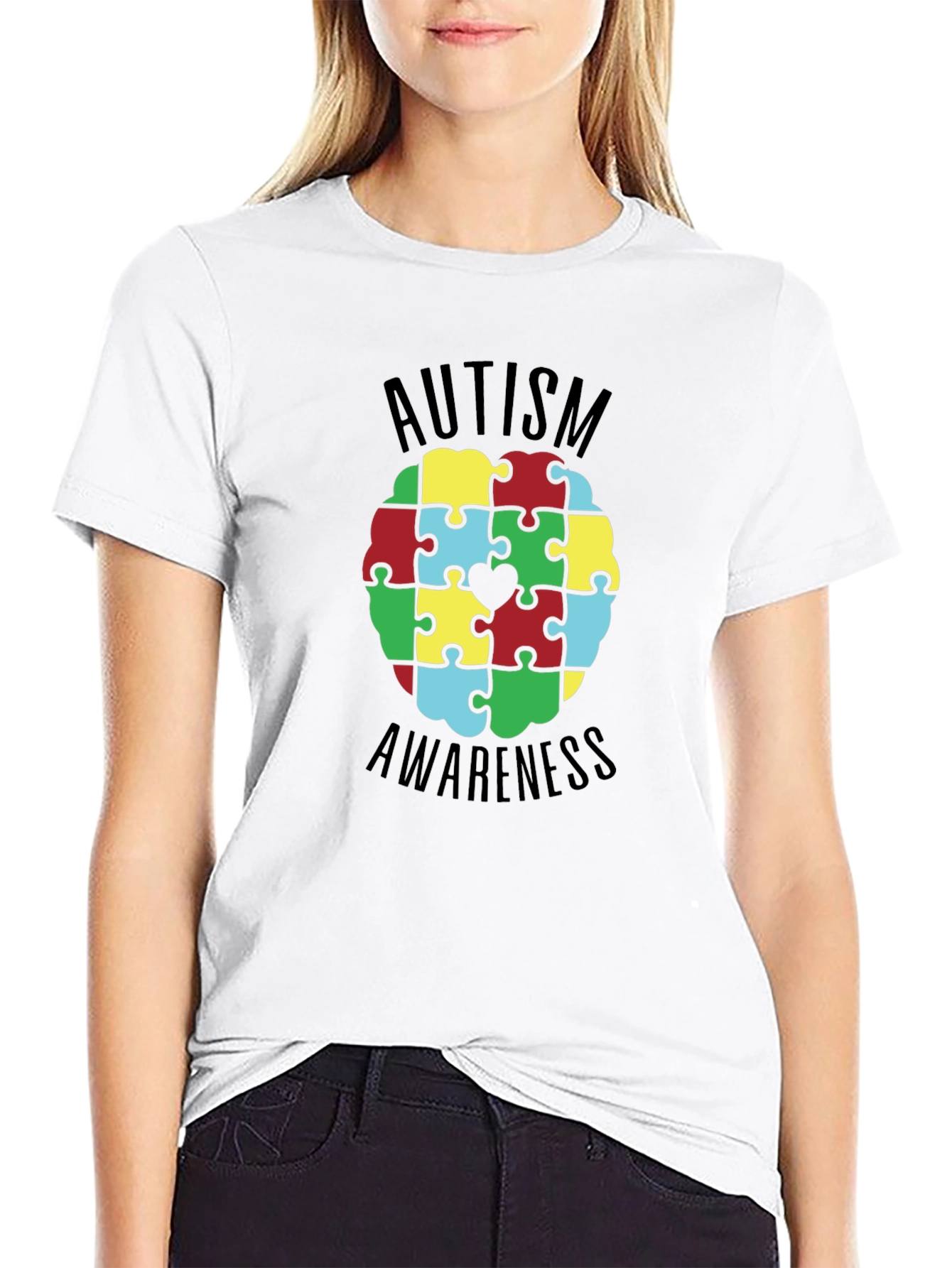 Autism Awareness Puzzle Piece Heart Graphic Tee