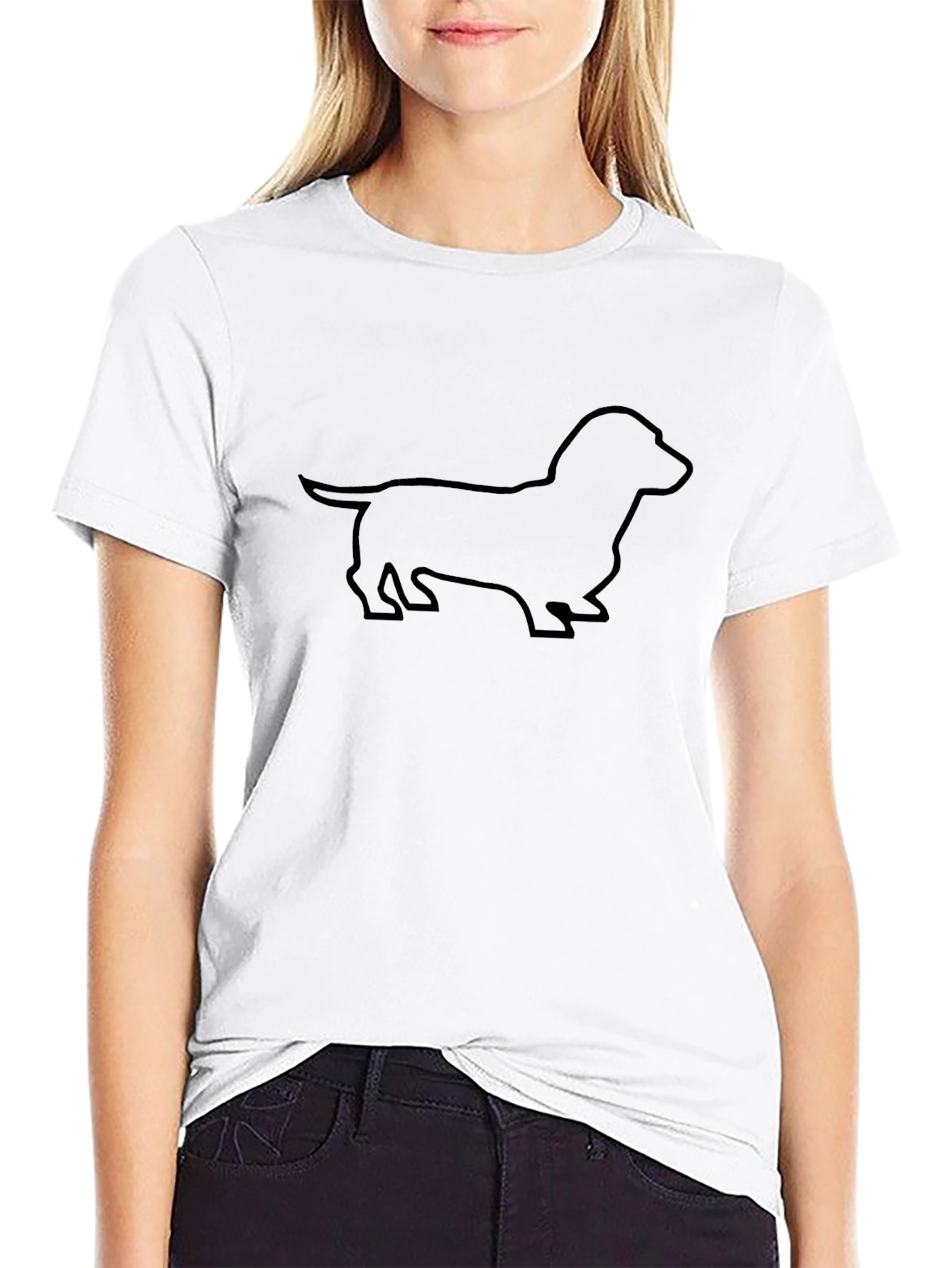 Dachshund Silhouette Black T-Shirt - Modern Dog Lover Tee