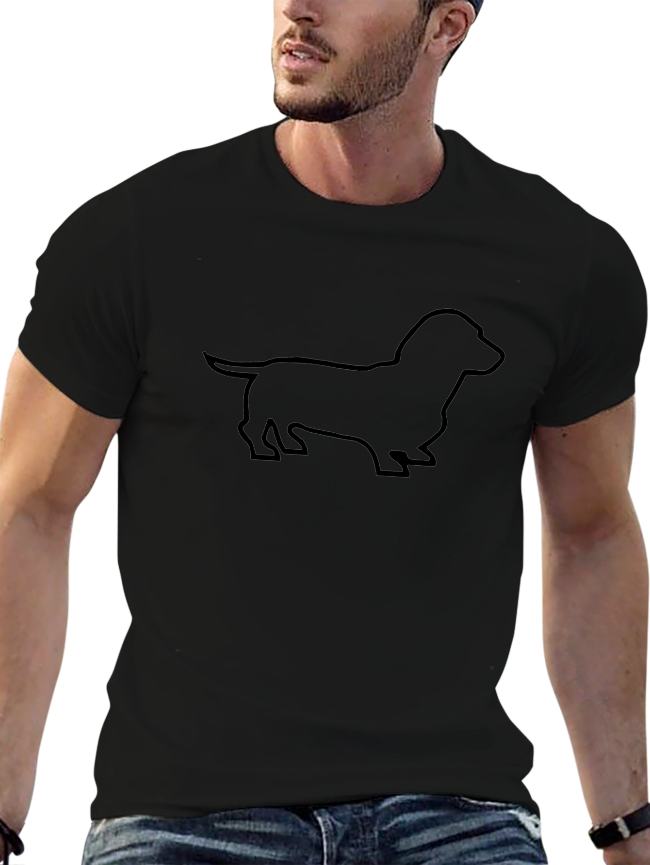 Dachshund Silhouette Black T-Shirt - Modern Dog Lover Tee