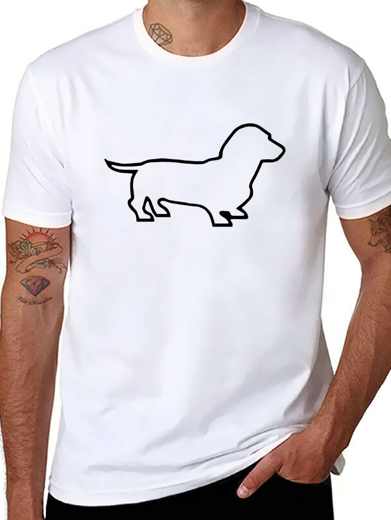 Dachshund Silhouette Black T-Shirt - Modern Dog Lover Tee