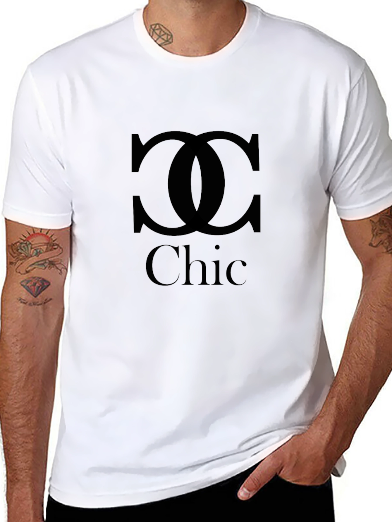 Mens Black Chic Graphic T-Shirt