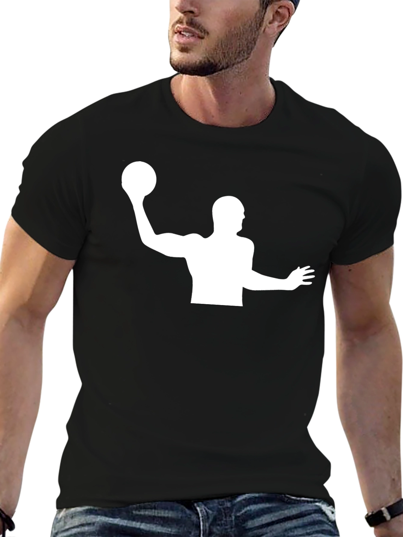 Water Polo Player Graphic T-Shirt - Black
