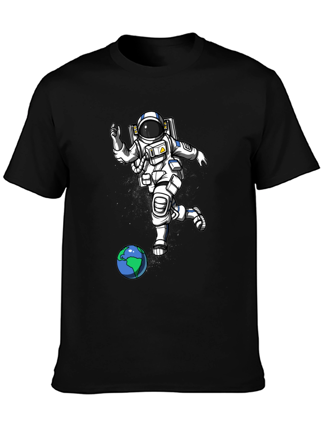 Astronaut Kicking Earth Black T-Shirt
