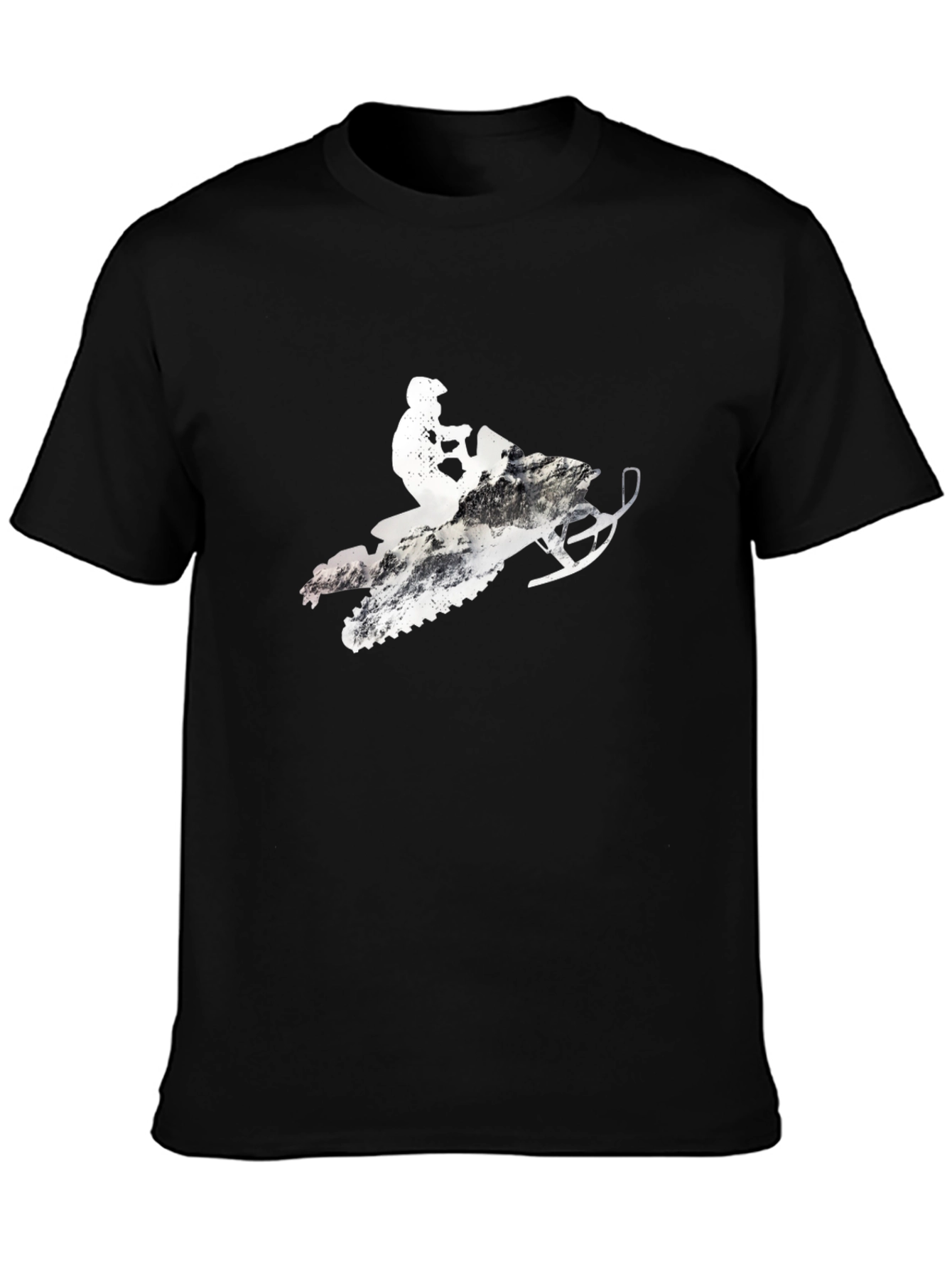 Snowmobile Rider Graphic Tee - Black Cotton Blend