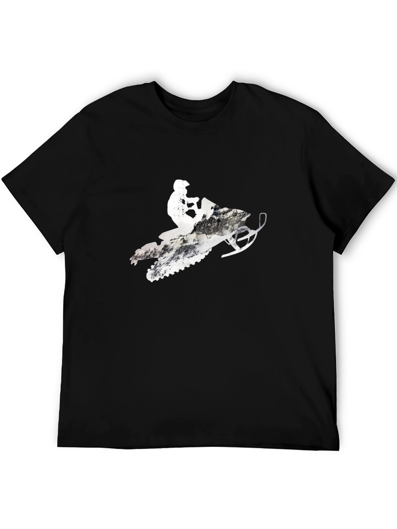 Snowmobile Rider Graphic Tee - Black Cotton Blend