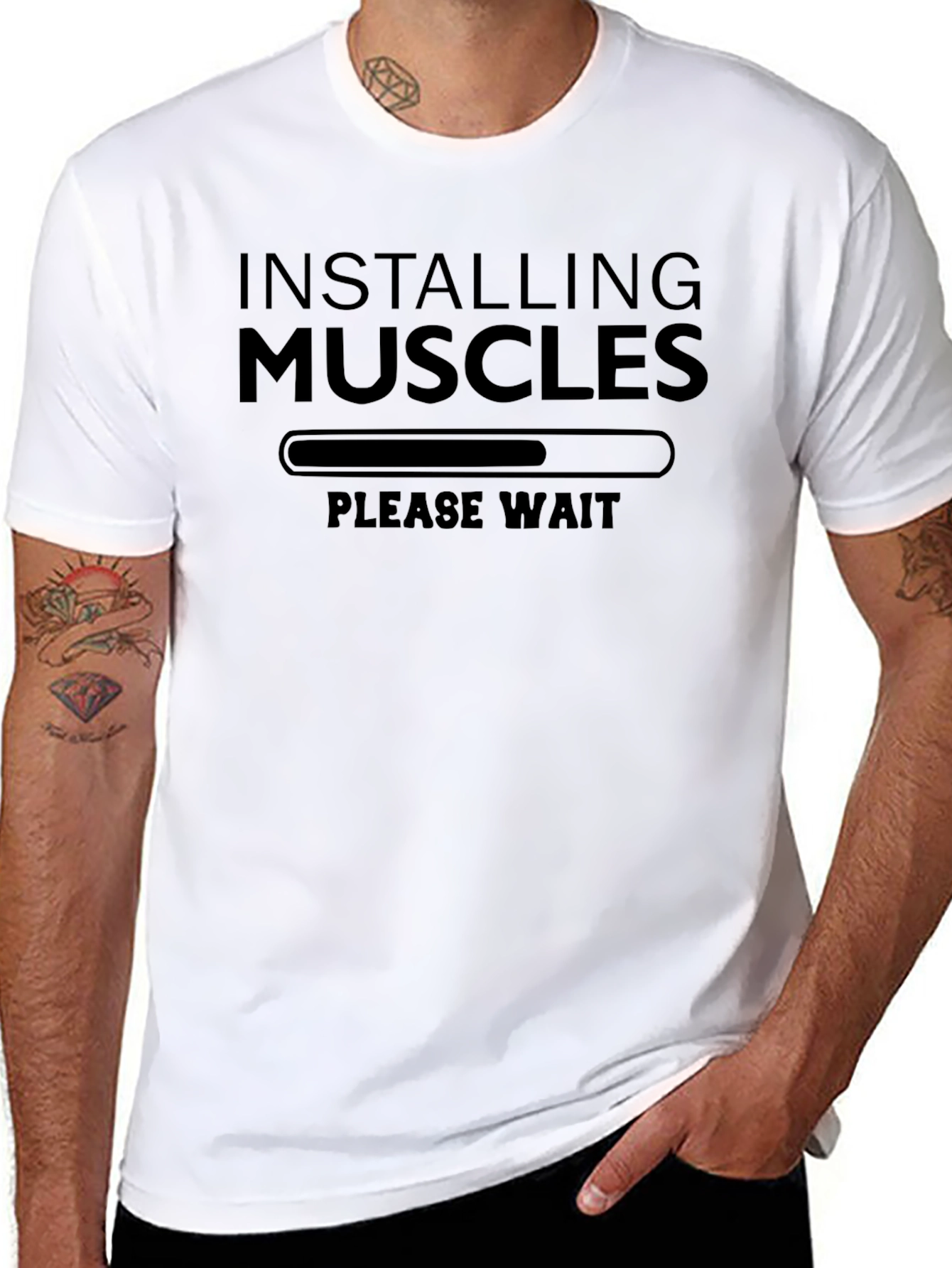 Installing Muscles T-Shirt - Funny Workout Gym Tee