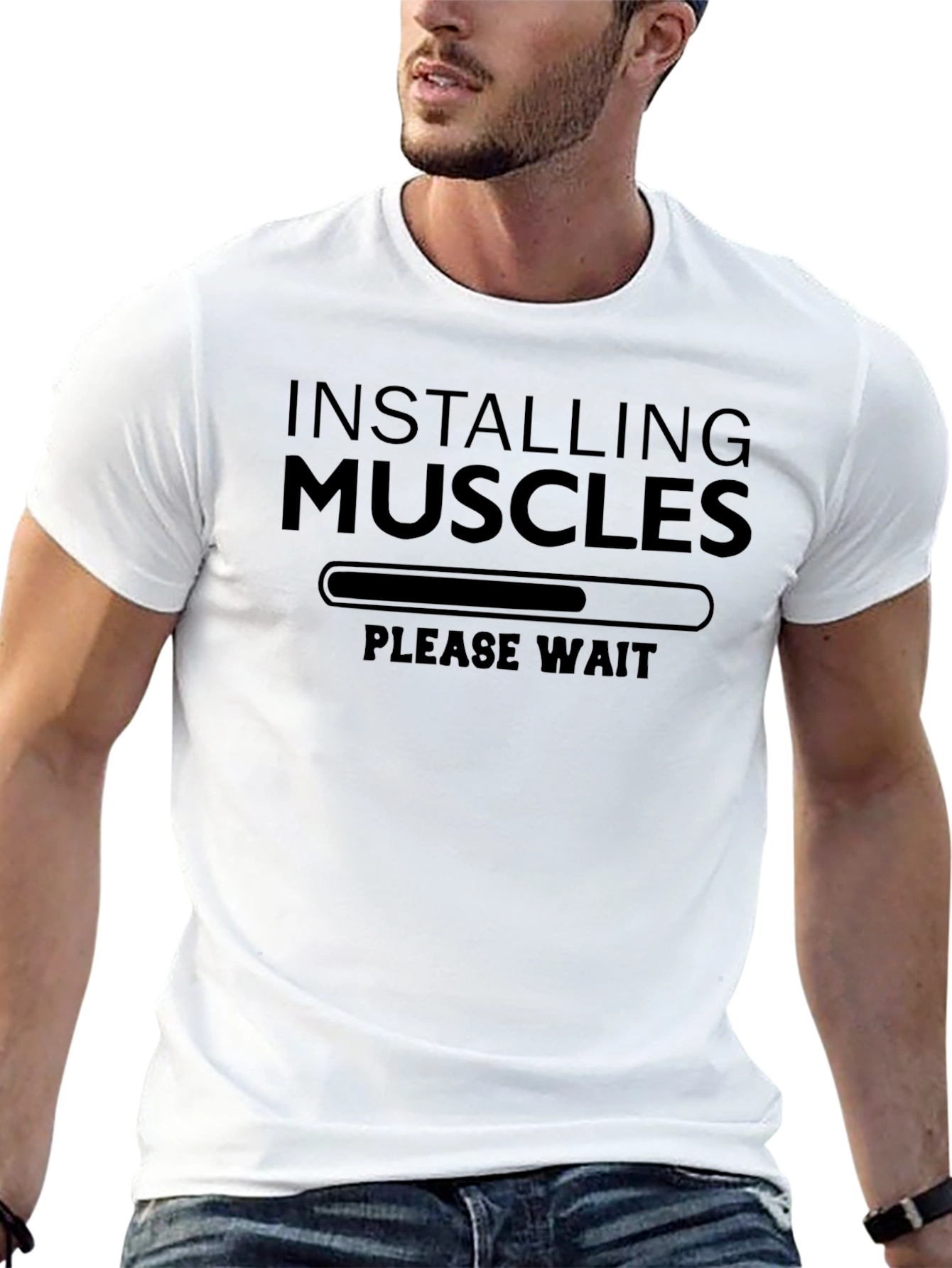 Installing Muscles T-Shirt - Funny Workout Gym Tee