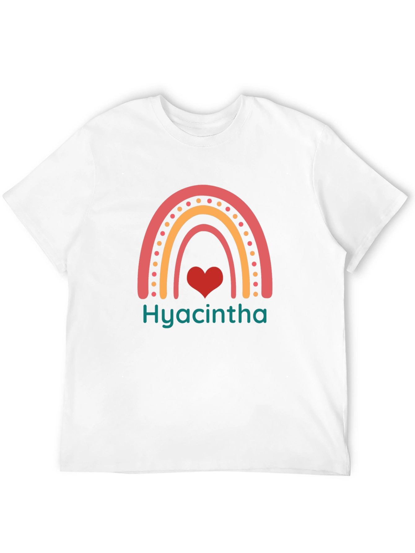 Hyacintha Rainbow Heart Tee - Cute Custom Name Shirt