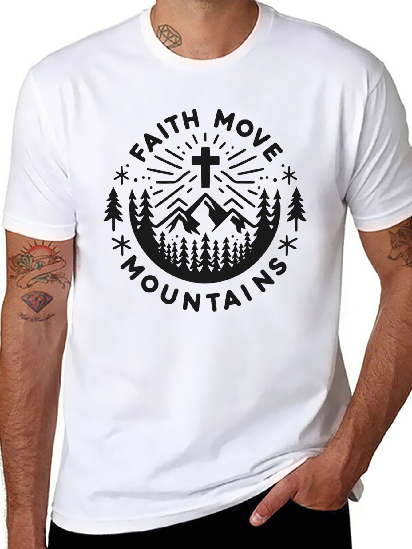 Faith Moves Mountains Black Graphic Tee