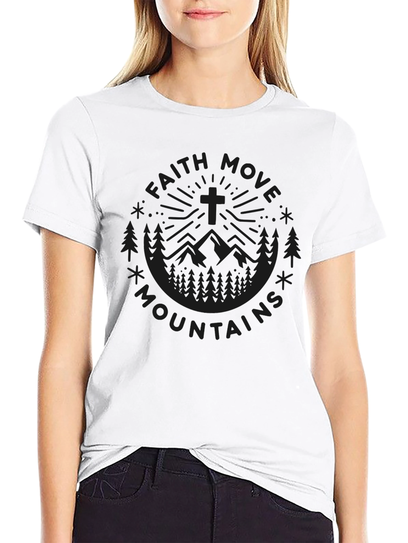 Faith Moves Mountains Black Graphic Tee