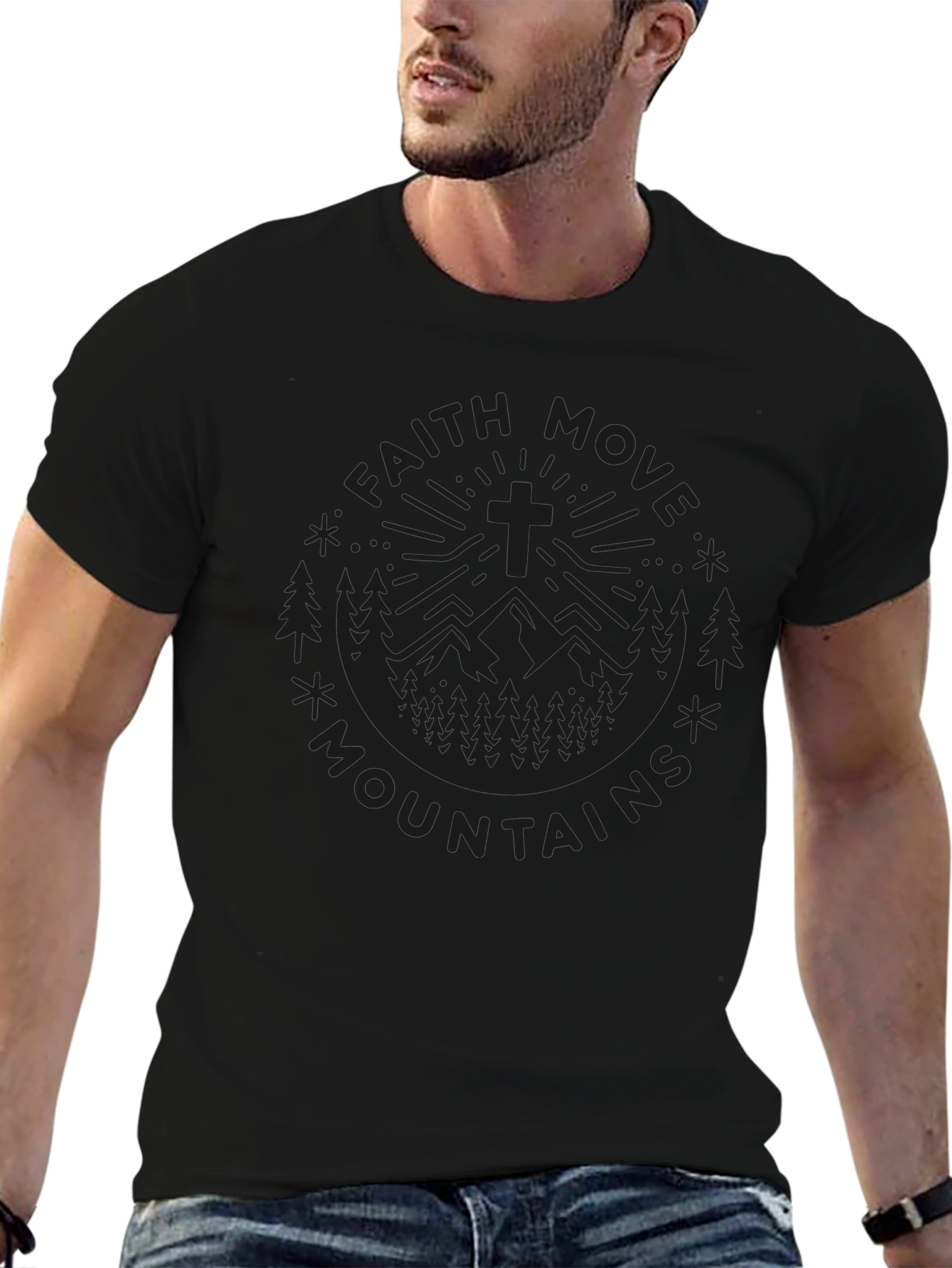 Faith Moves Mountains Black Graphic Tee