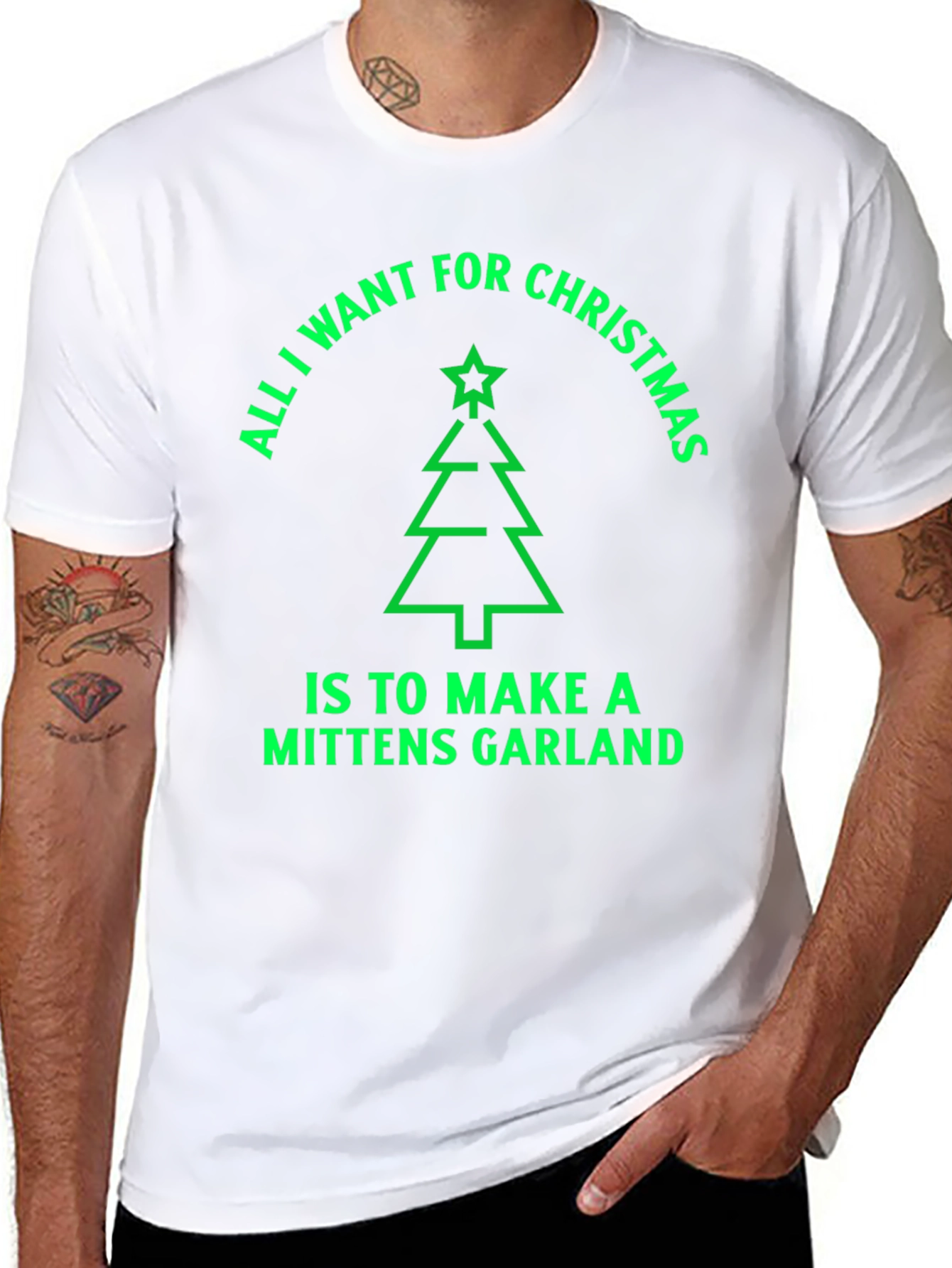 Christmas Mittens Garland T-Shirt