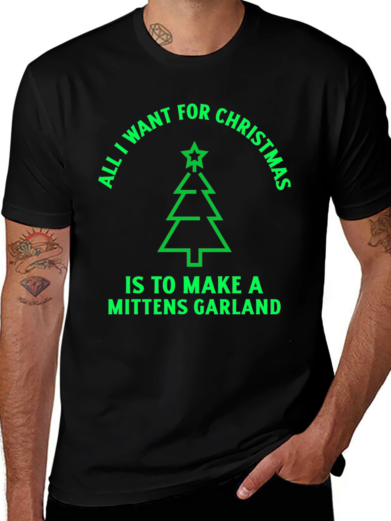 Christmas Mittens Garland T-Shirt