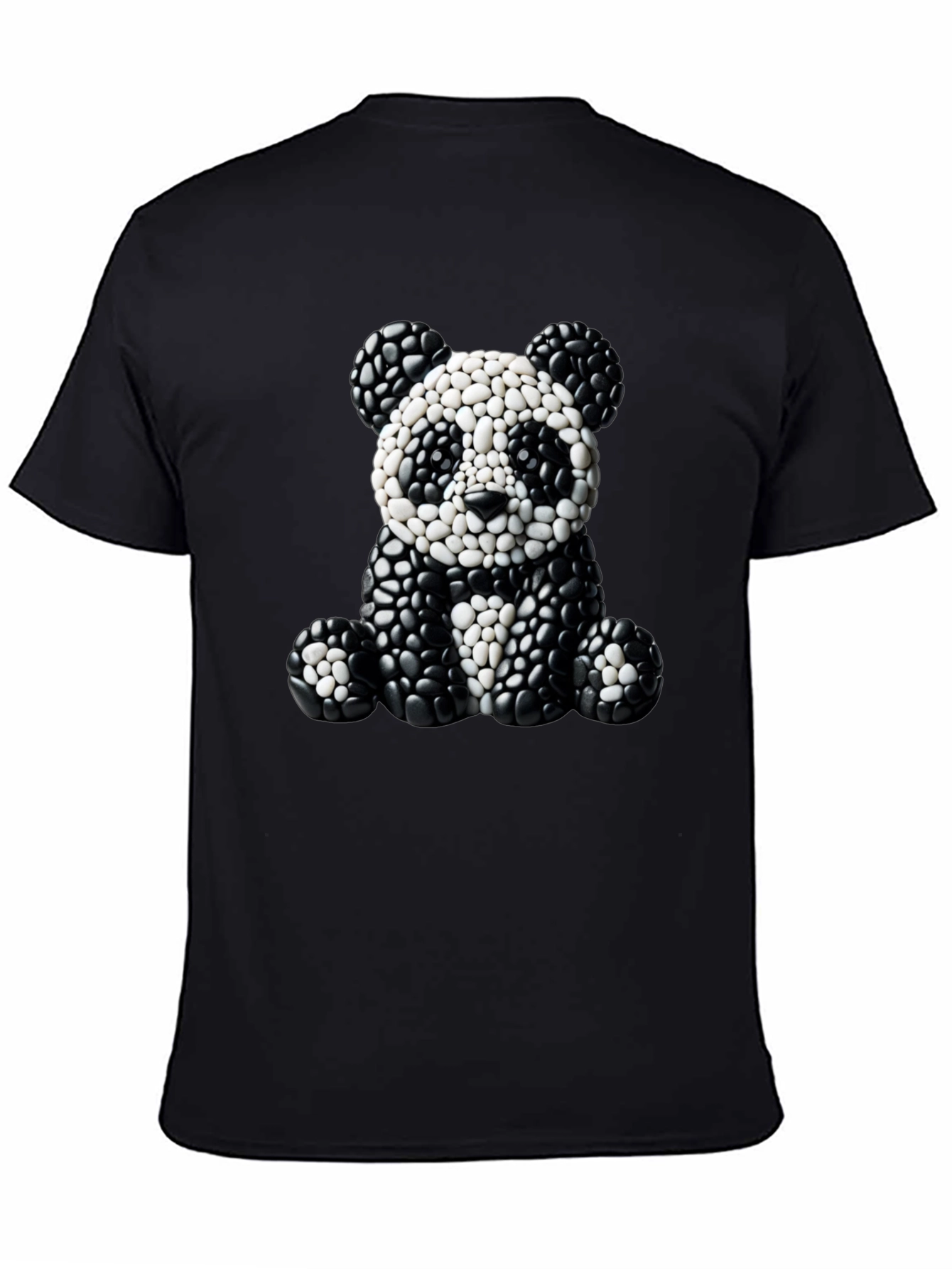 Panda Pebble Art Black T-Shirt