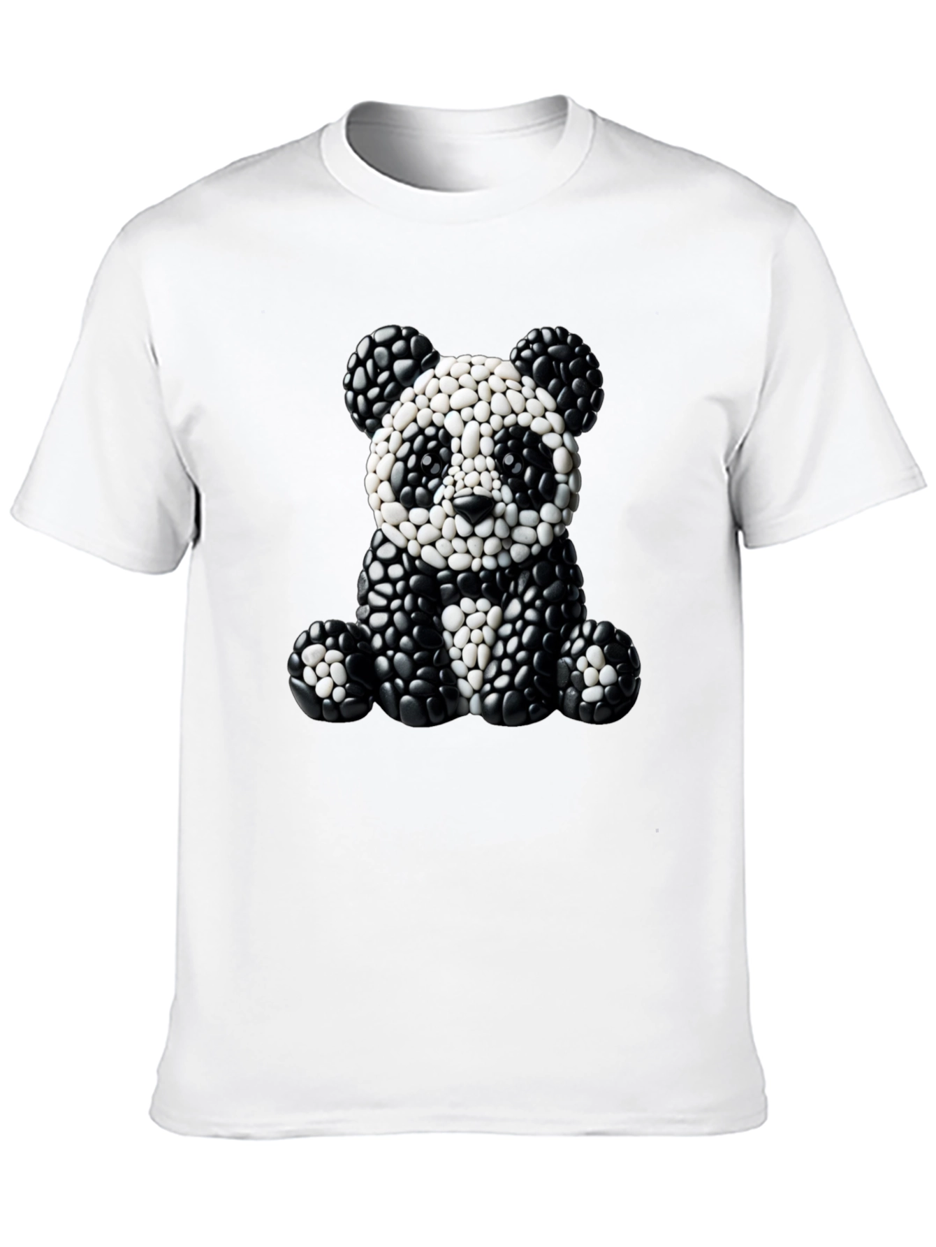 Panda Pebble Art Black T-Shirt