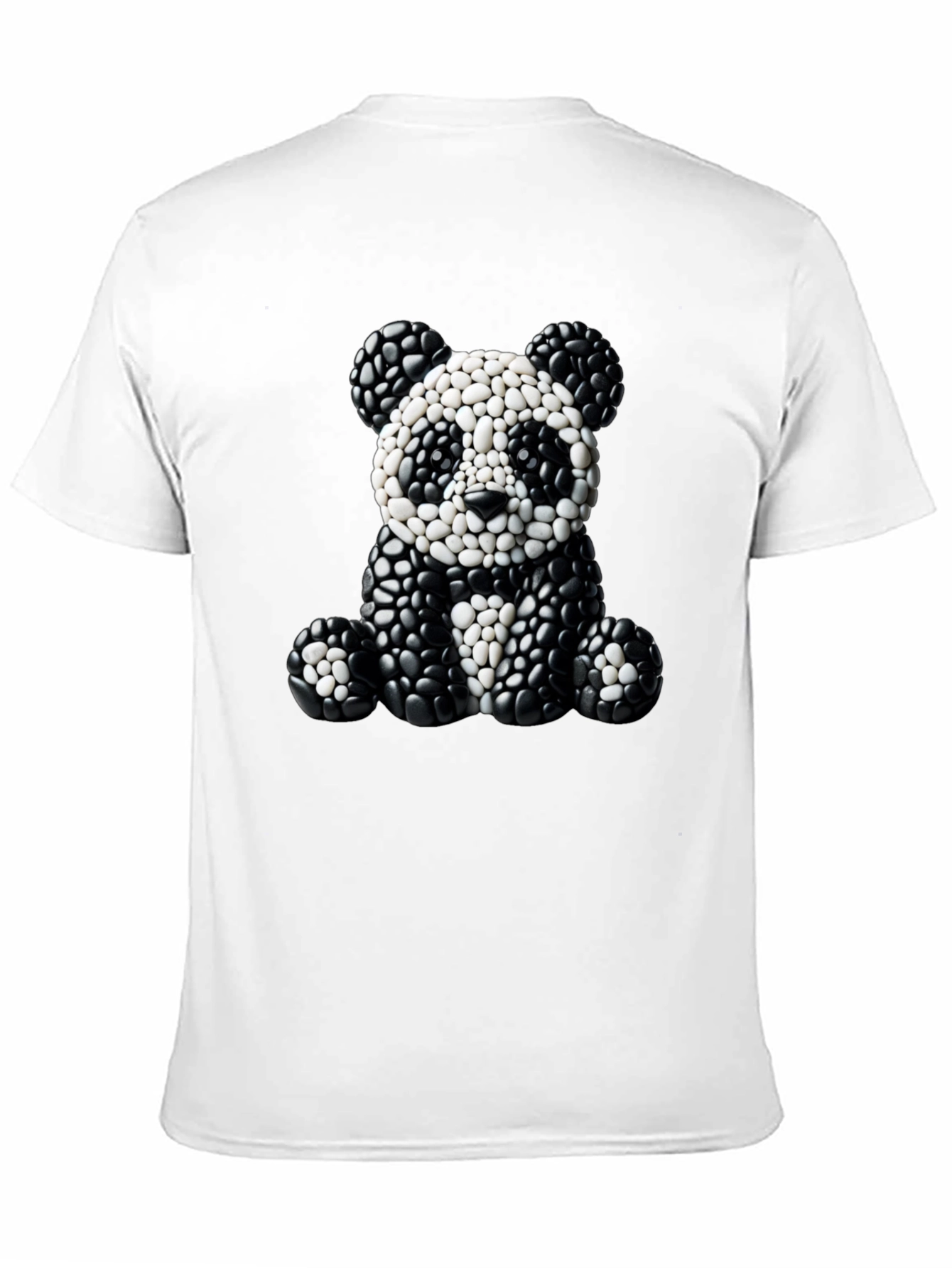 Panda Pebble Art Black T-Shirt