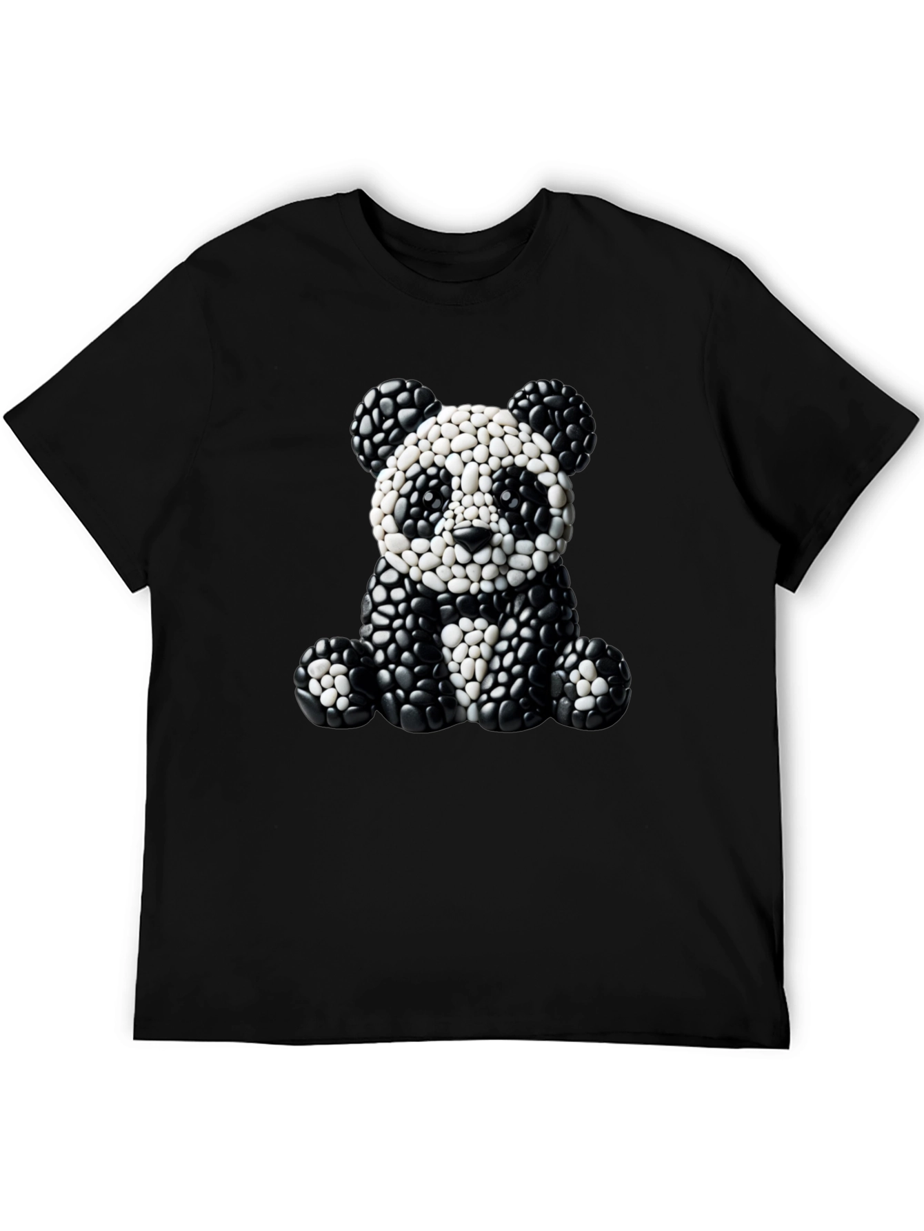Panda Pebble Art Black T-Shirt