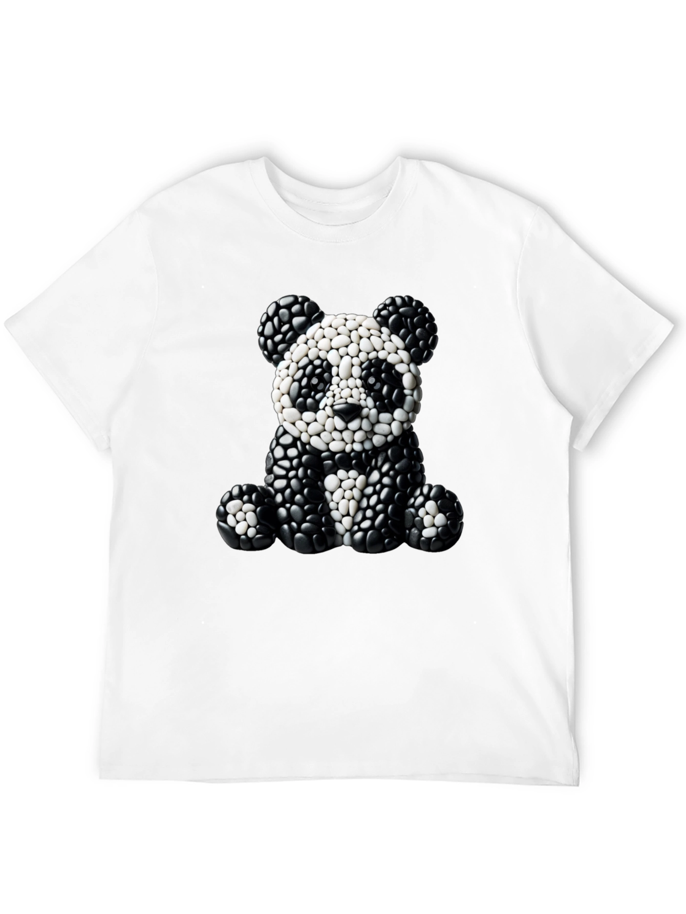Panda Pebble Art Black T-Shirt