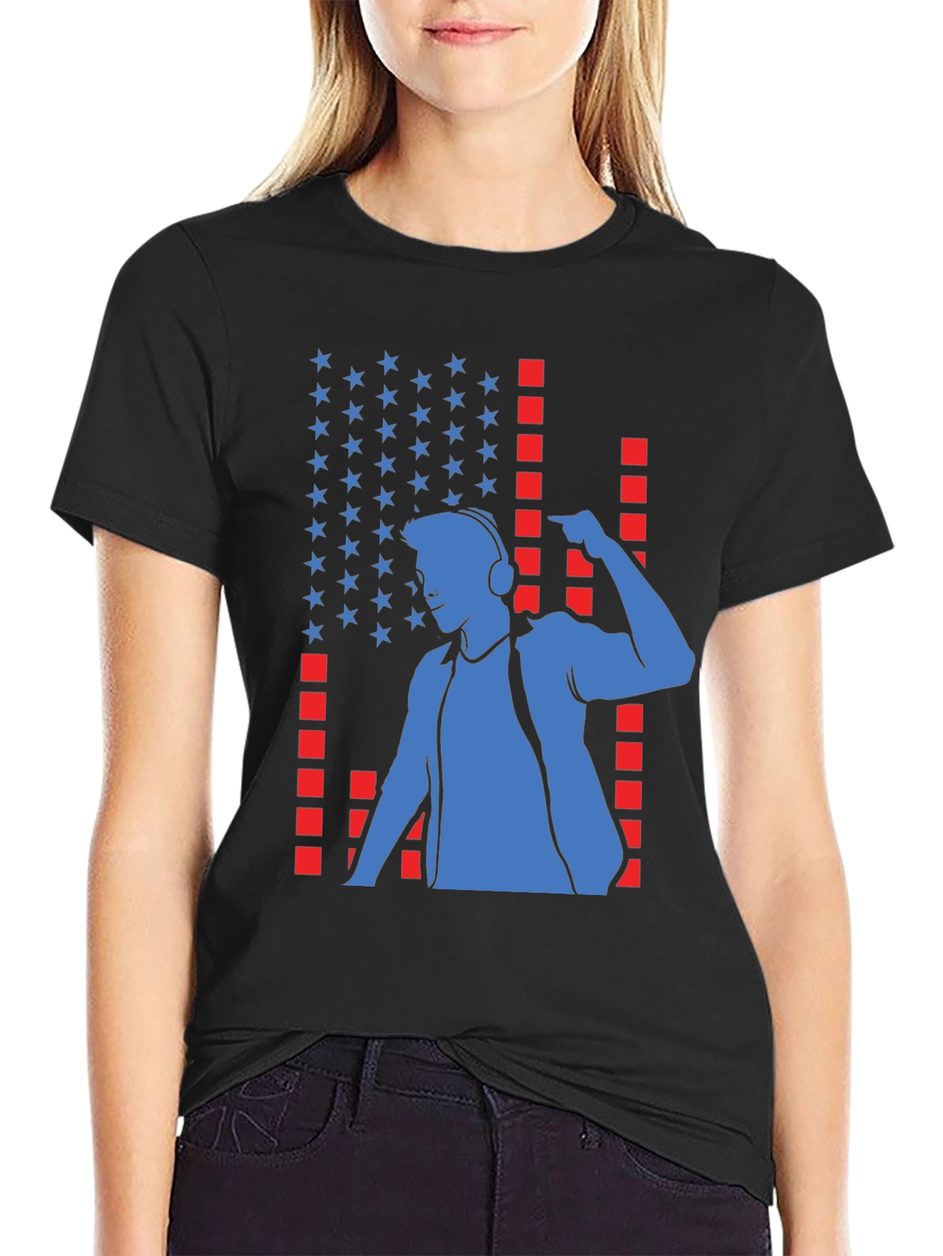 DJ American Flag Black T-Shirt