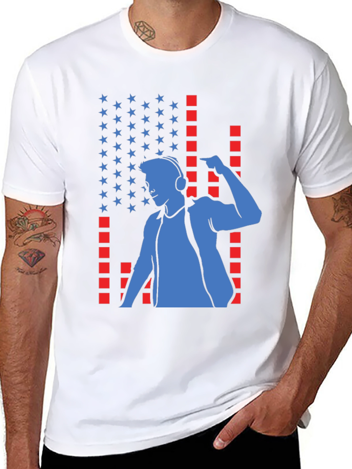 DJ American Flag Black T-Shirt