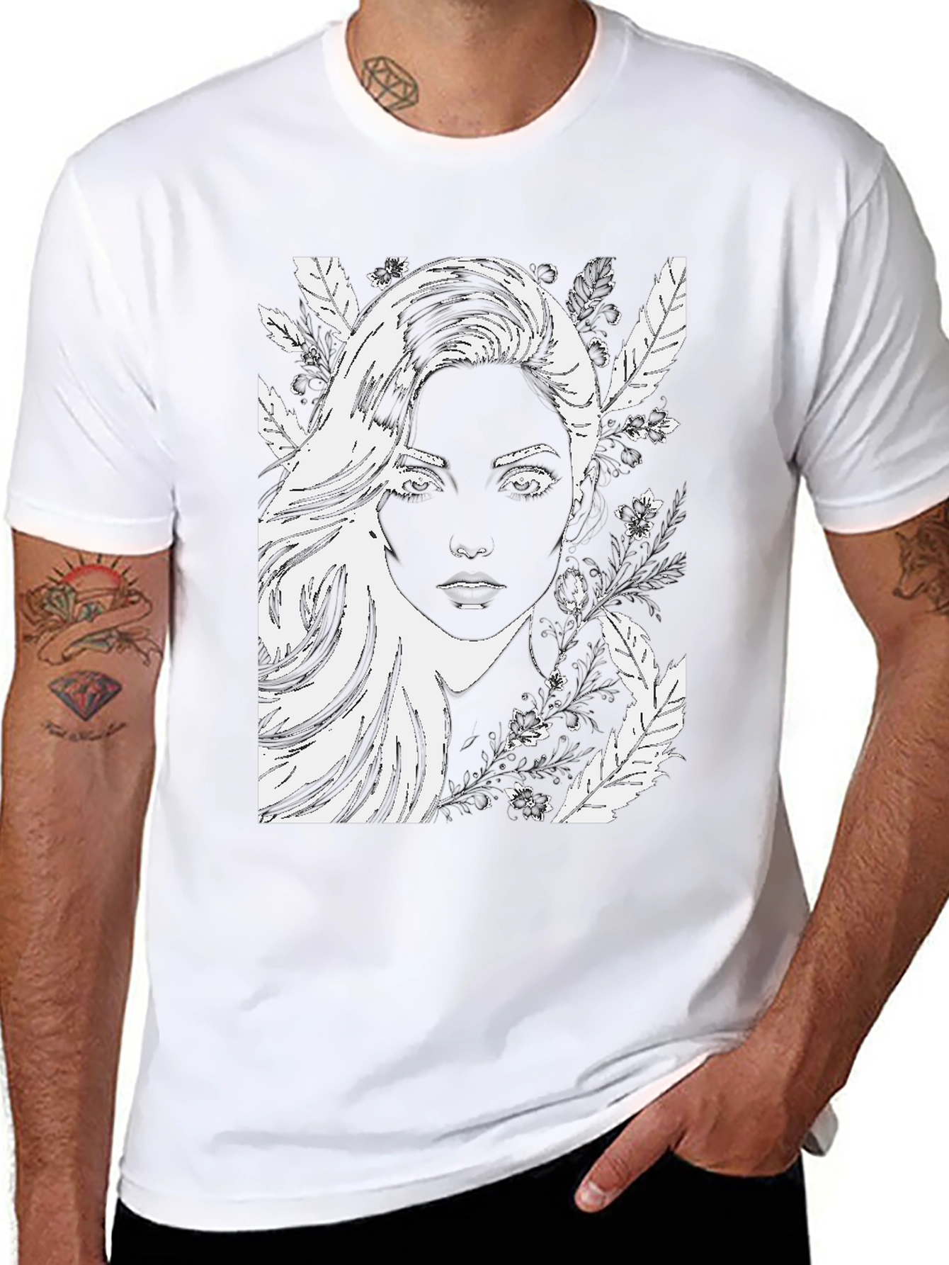Woman Portrait Graphic Black T-Shirt