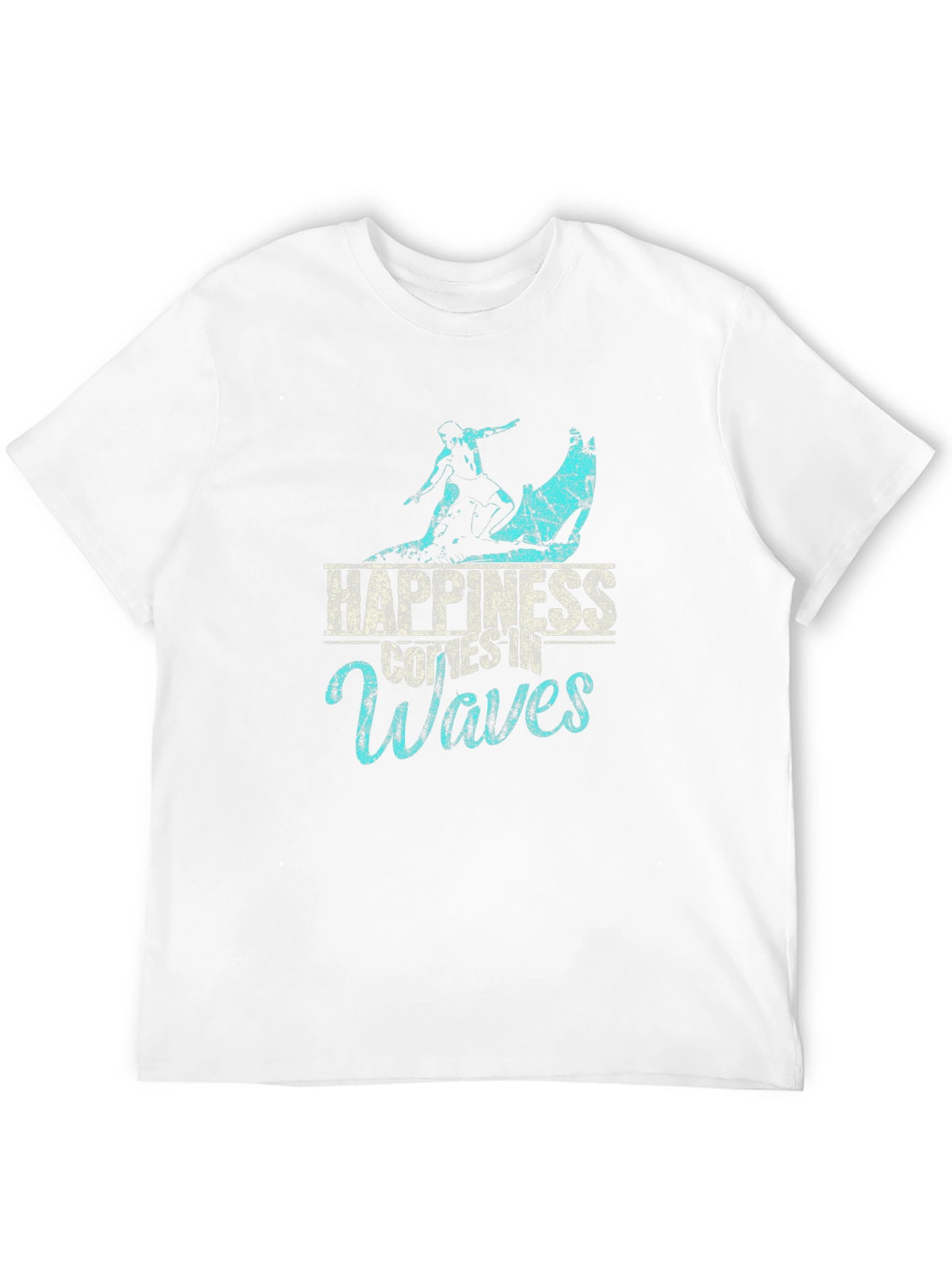 Happiness Comes in Waves Black T-Shirt