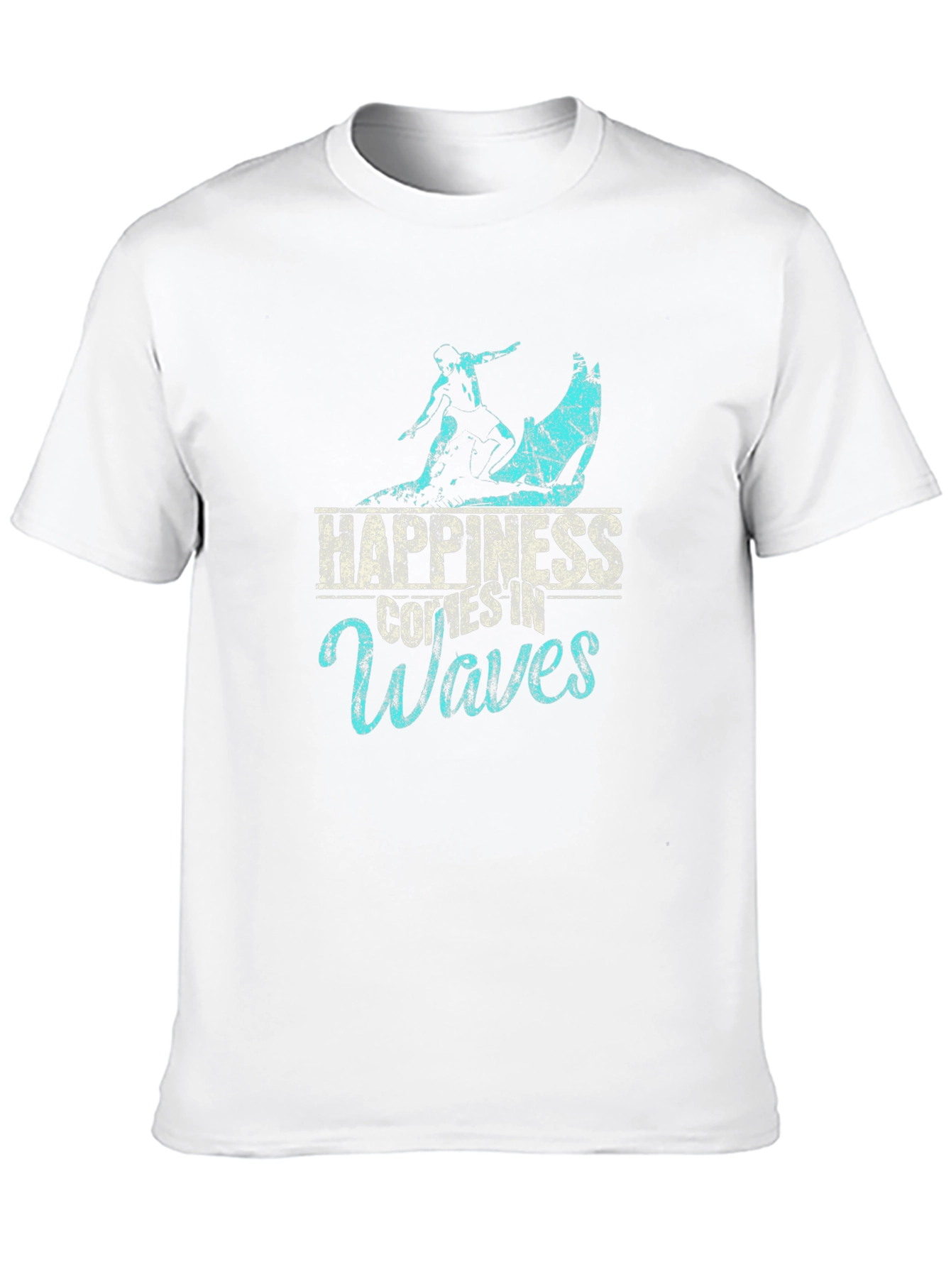 Happiness Comes in Waves Black T-Shirt