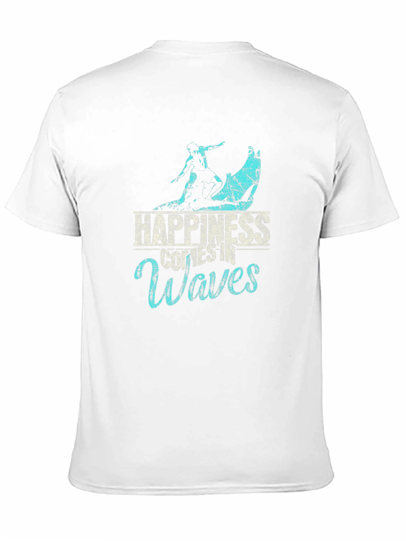 Happiness Comes in Waves Black T-Shirt