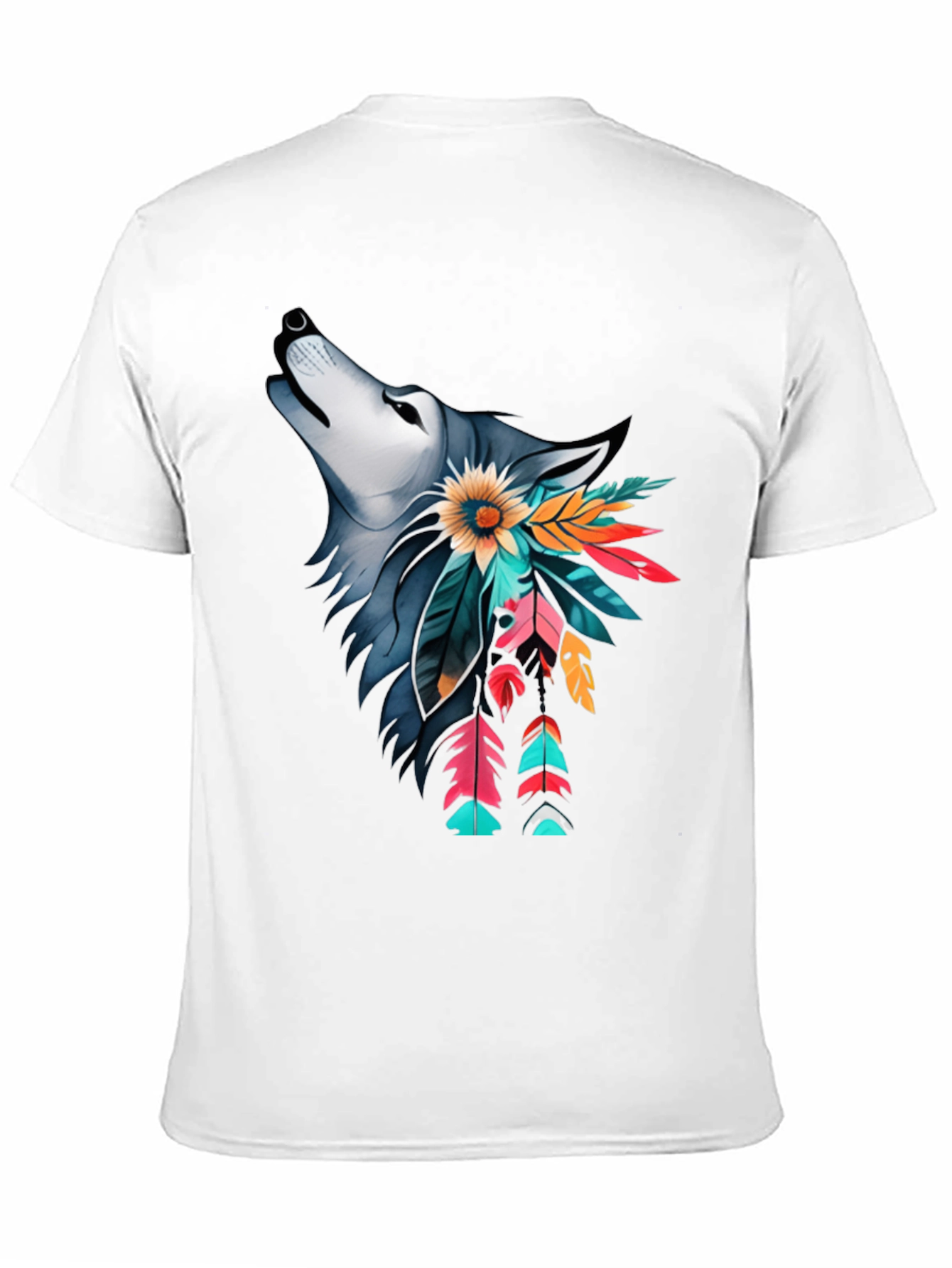 Wolf & Feather Graphic Print Black T-Shirt