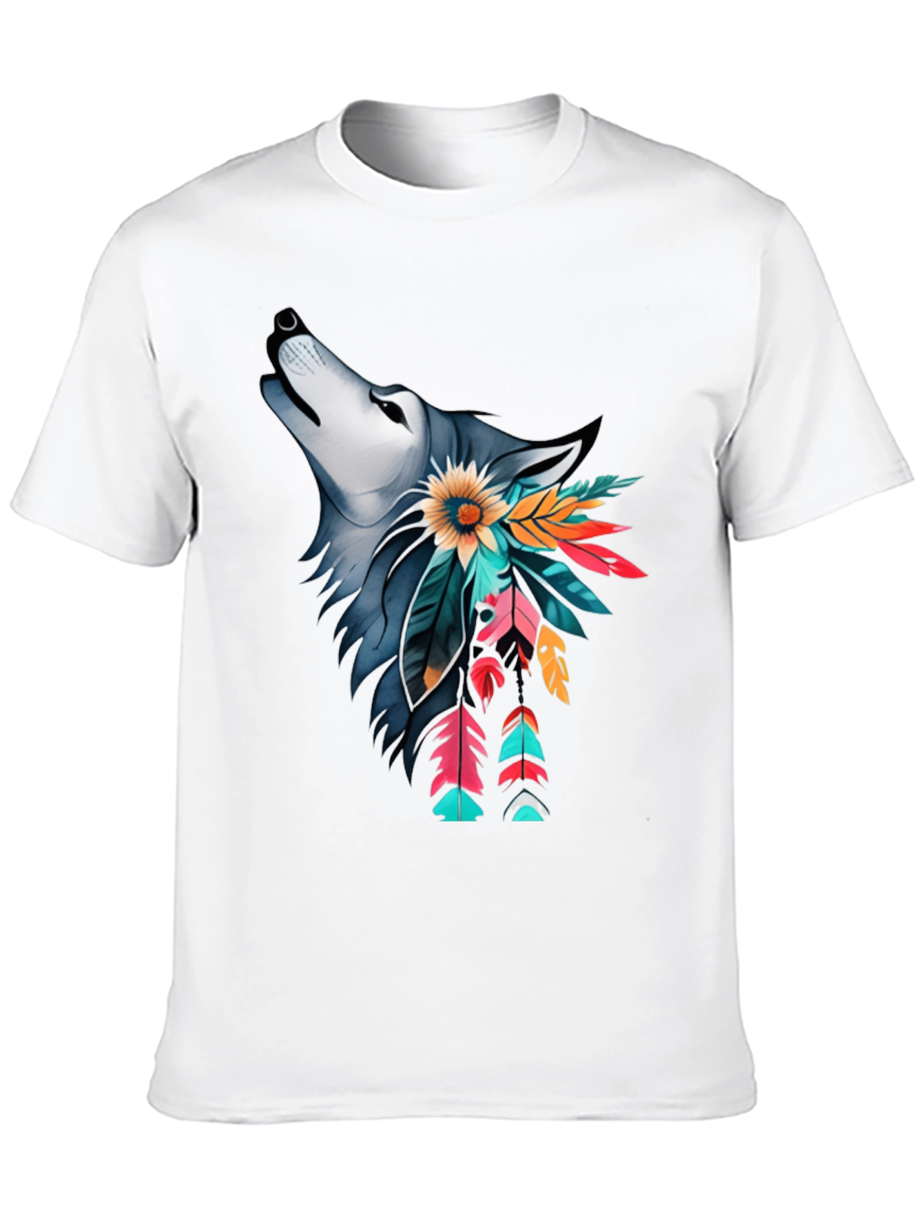 Wolf & Feather Graphic Print Black T-Shirt