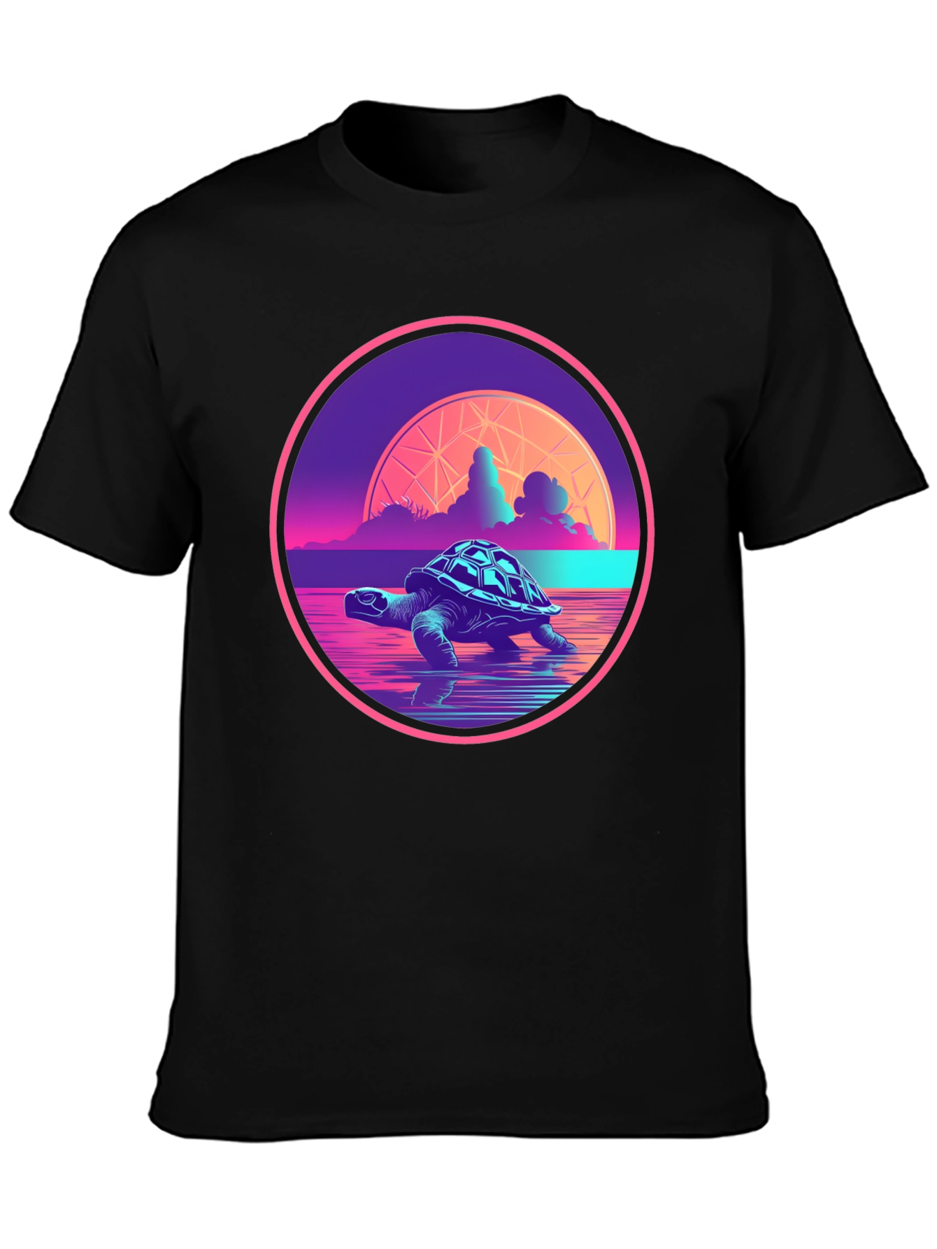 Retro Turtle T-Shirt - Synthwave Ocean Design