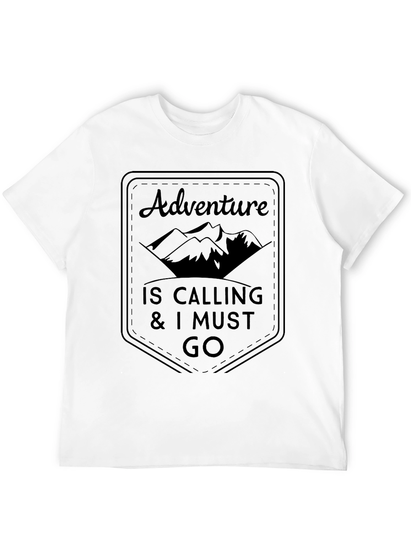 Adventure Awaits Black T-Shirt - Mountain Design