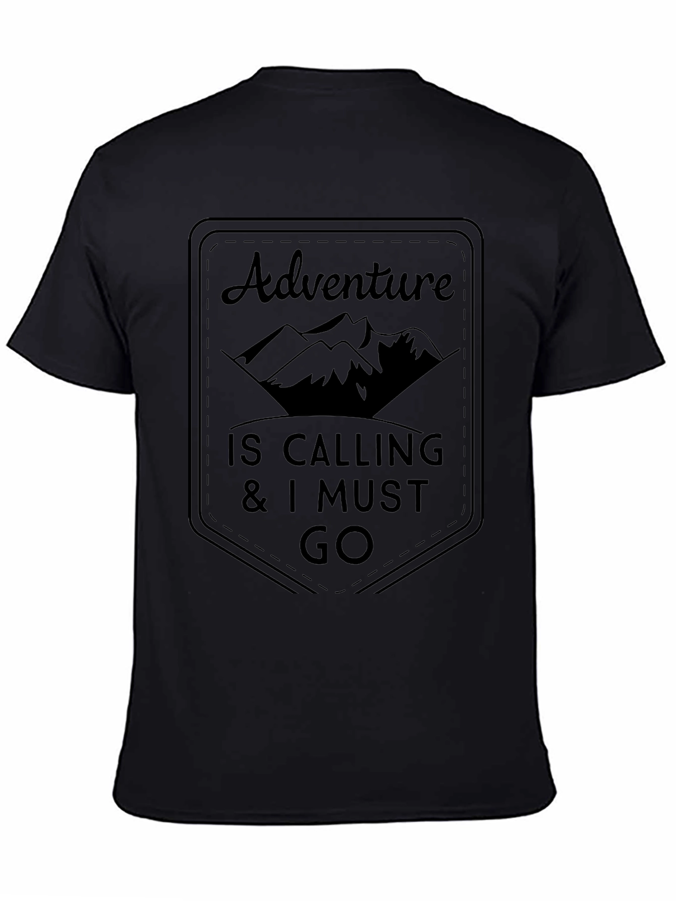 Adventure Awaits Black T-Shirt - Mountain Design