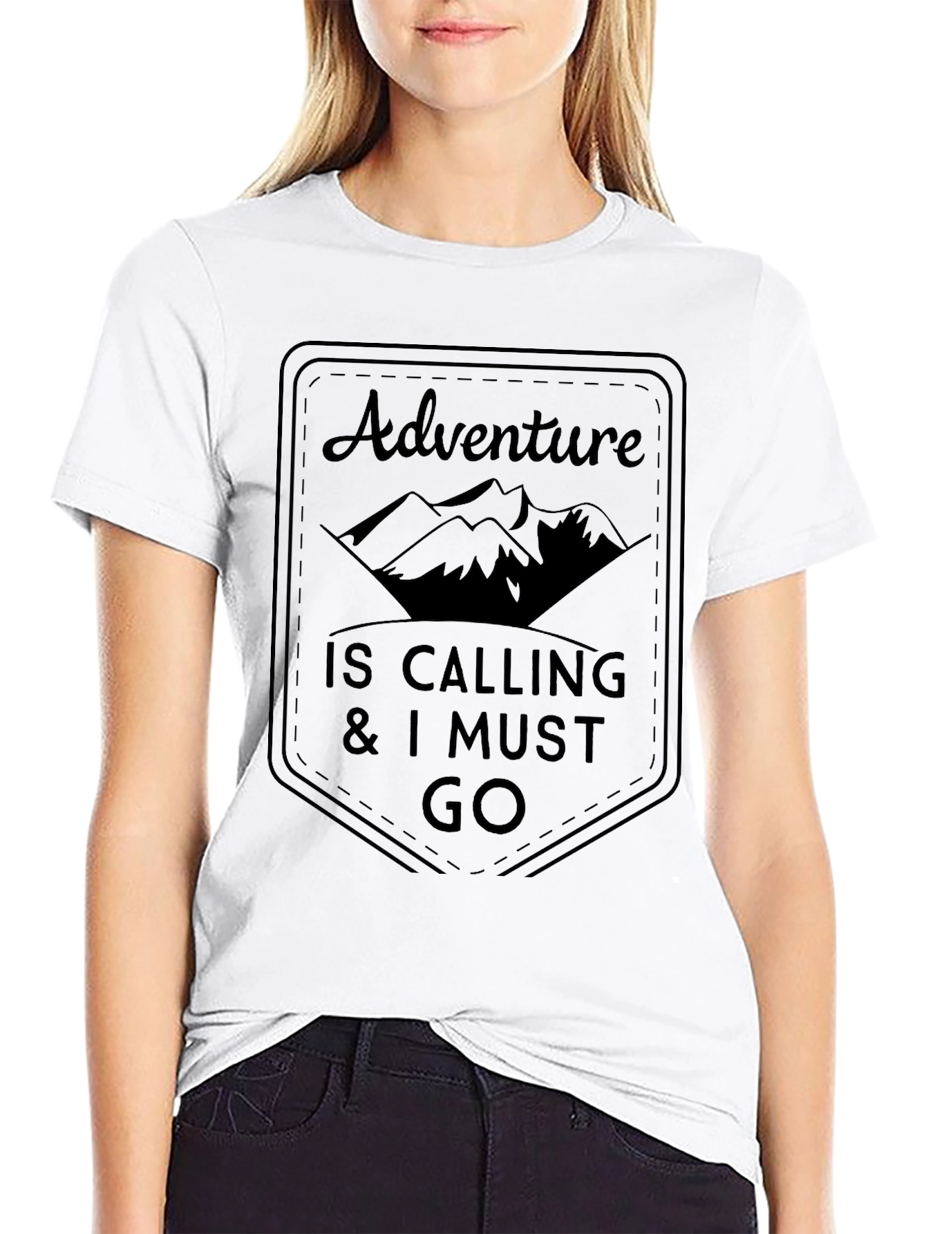 Adventure Awaits Black T-Shirt - Mountain Design