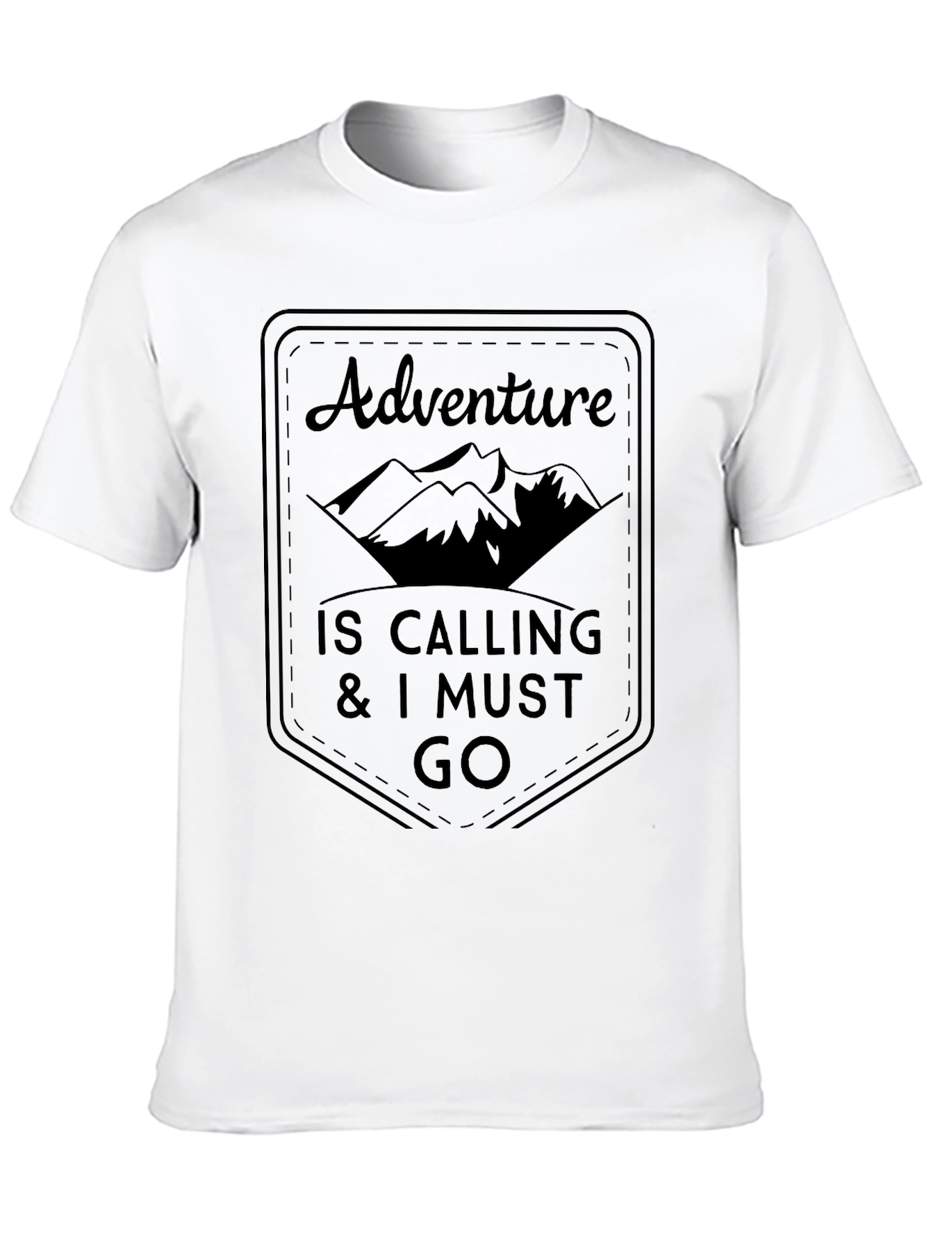 Adventure Awaits Black T-Shirt - Mountain Design