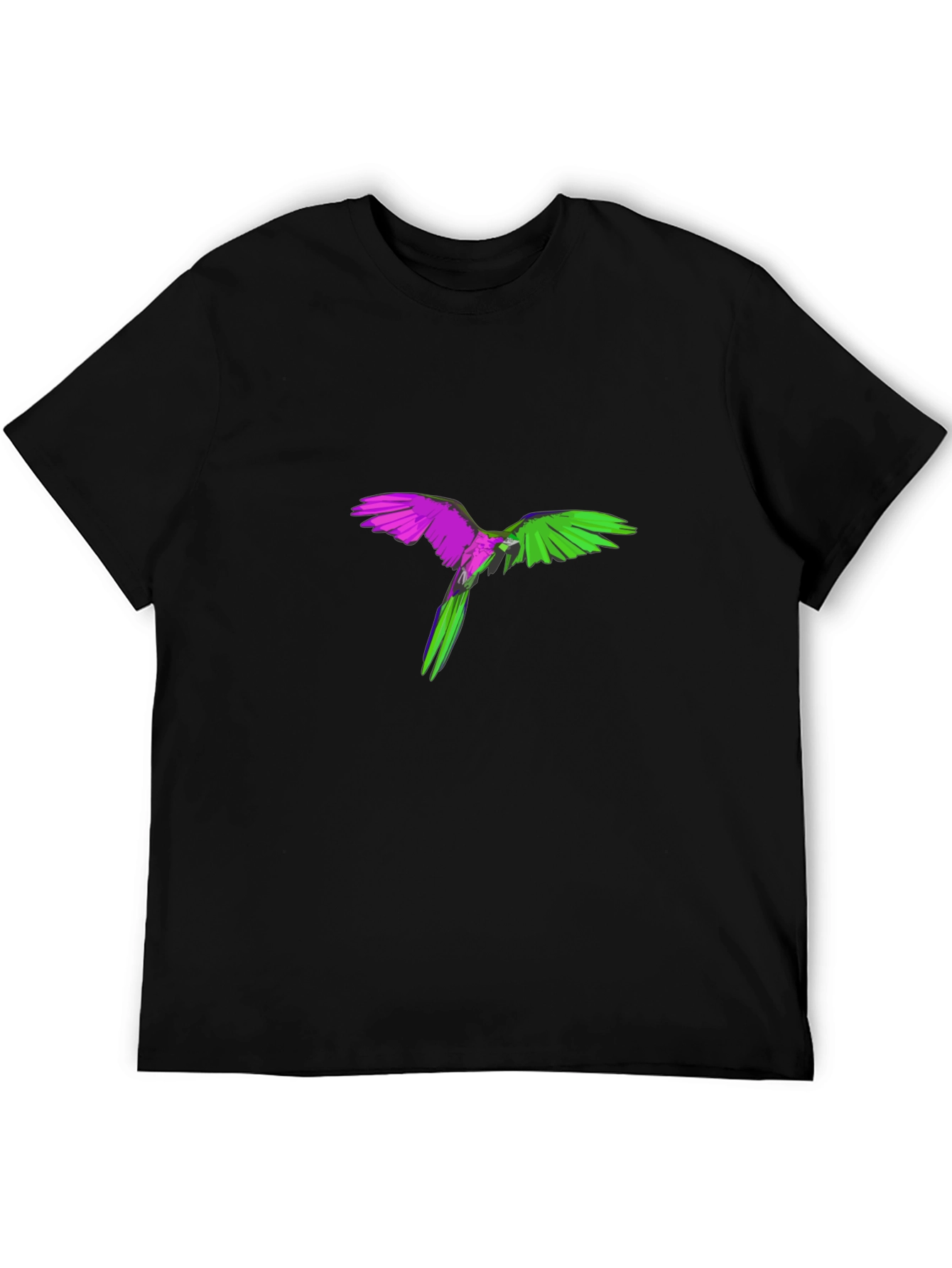Vibrant Parrot Graphic Black T-Shirt