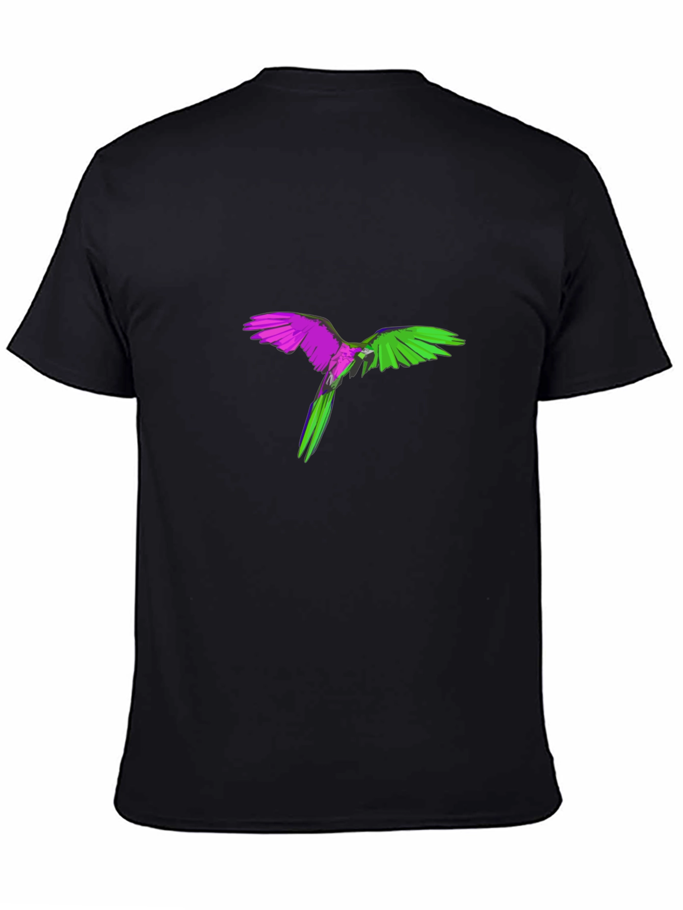 Vibrant Parrot Graphic Black T-Shirt