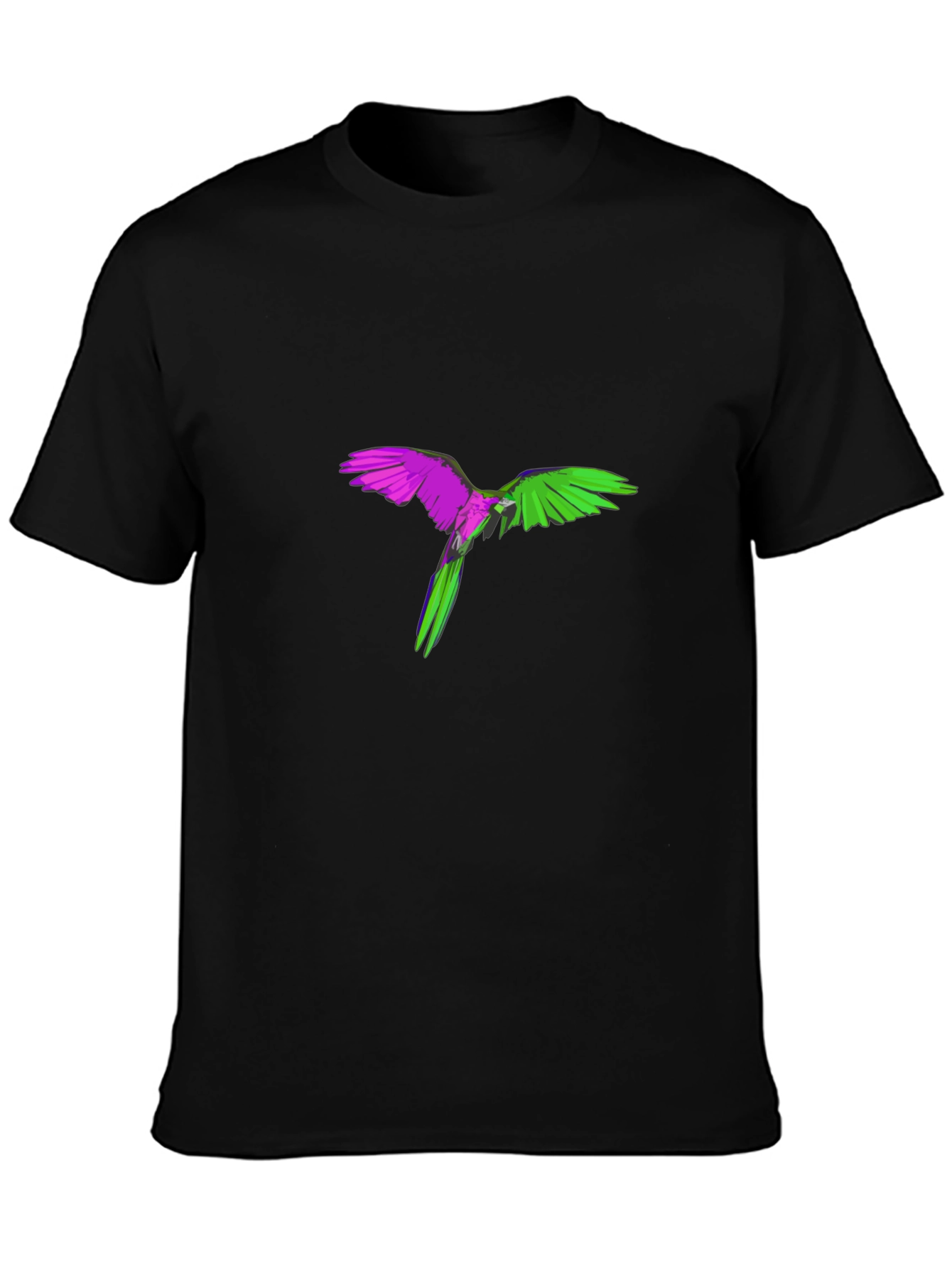 Vibrant Parrot Graphic Black T-Shirt