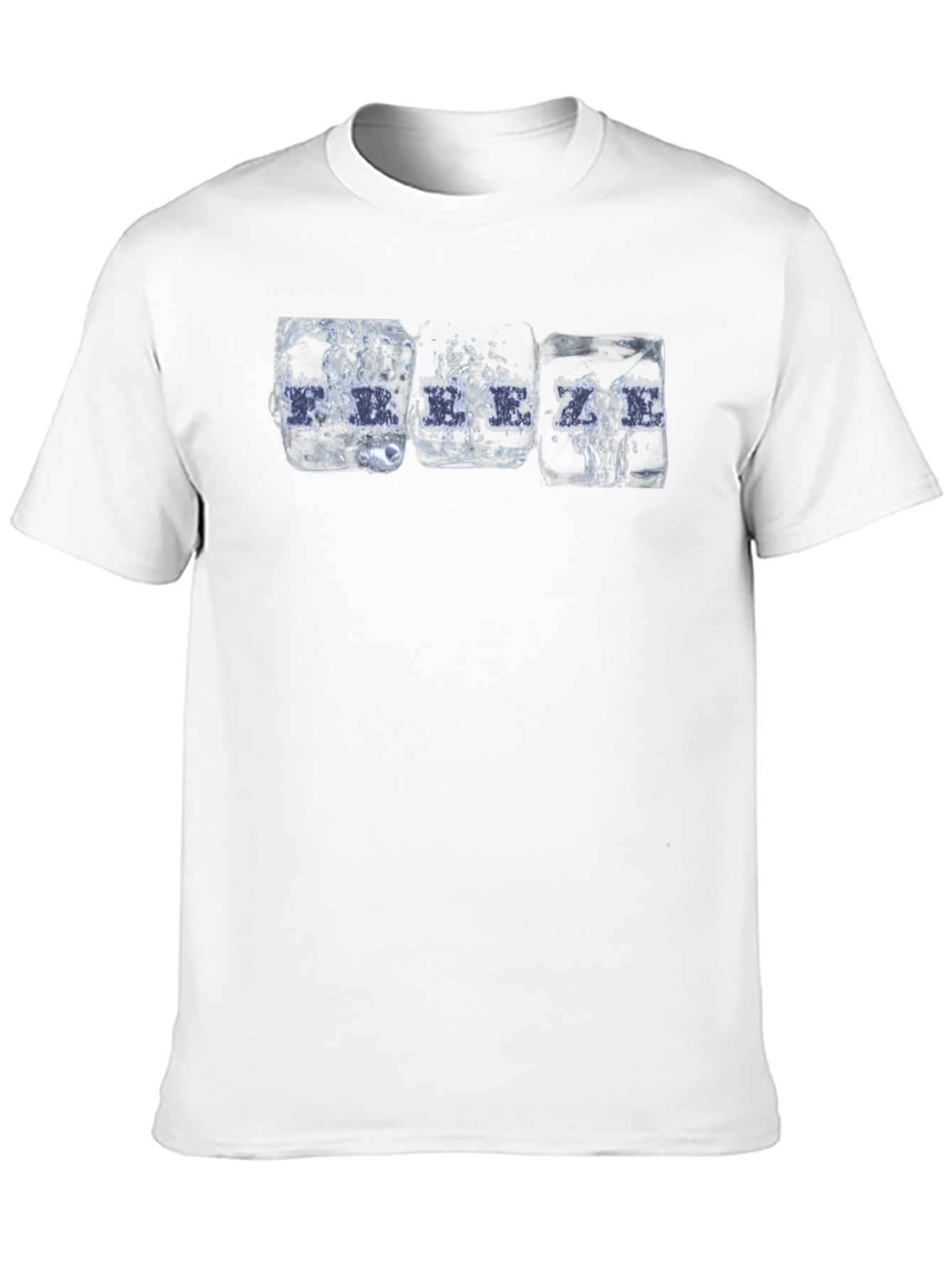 Cool Ice Cube Drink Print Black T-Shirt