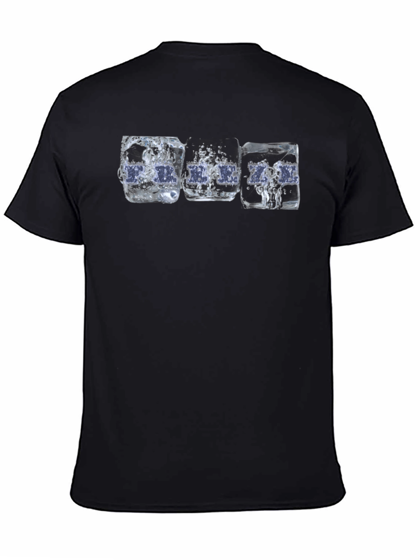 Cool Ice Cube Drink Print Black T-Shirt