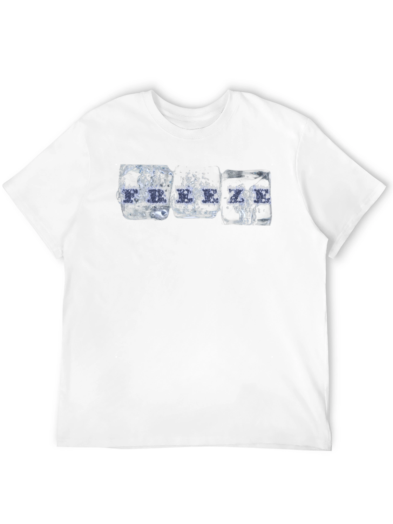 Cool Ice Cube Drink Print Black T-Shirt