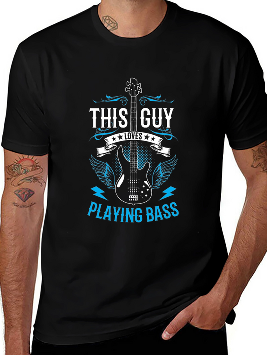 This Guy Loves Playing Bass T-Shirt Music Lover Tee
