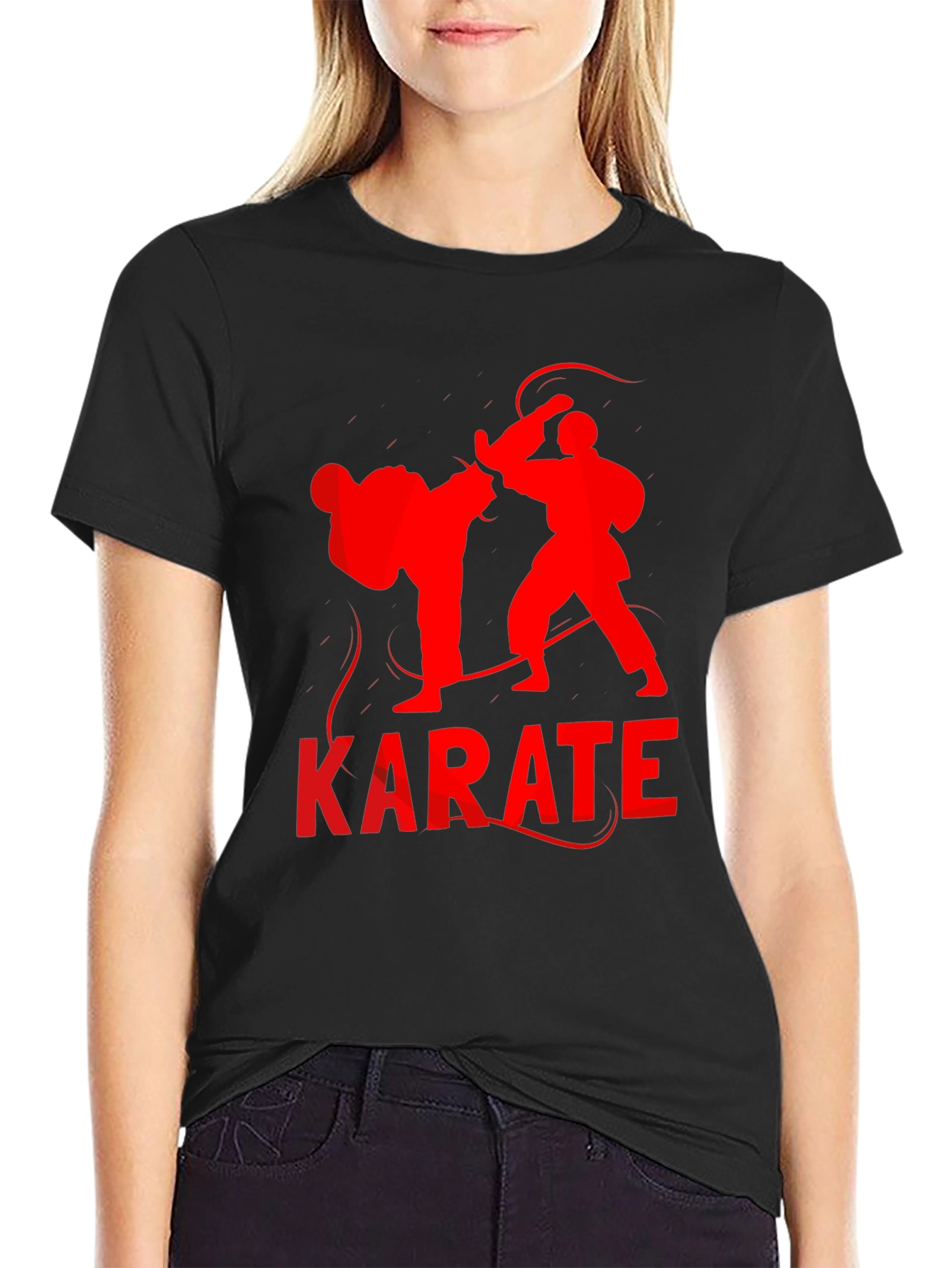 Karate Silhouette Graphic Tee - Black T-Shirt