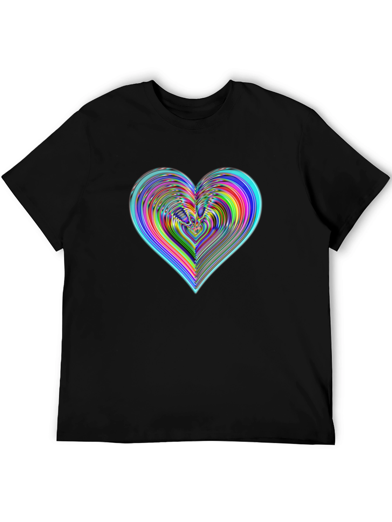 Vibrant Heart Graphic Tee - Stylish Black Cotton T-Shirt