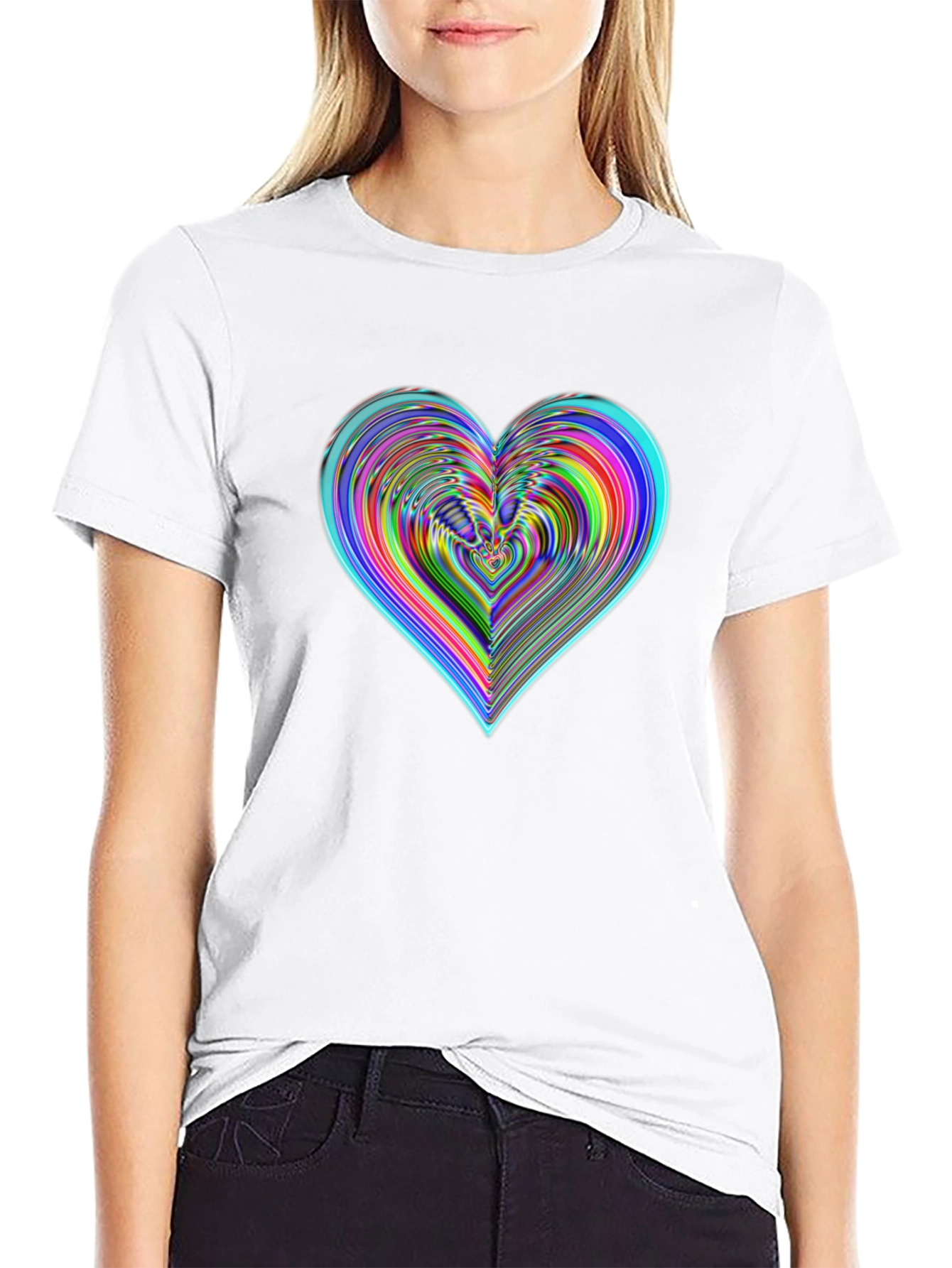 Vibrant Heart Graphic Tee - Stylish Black Cotton T-Shirt